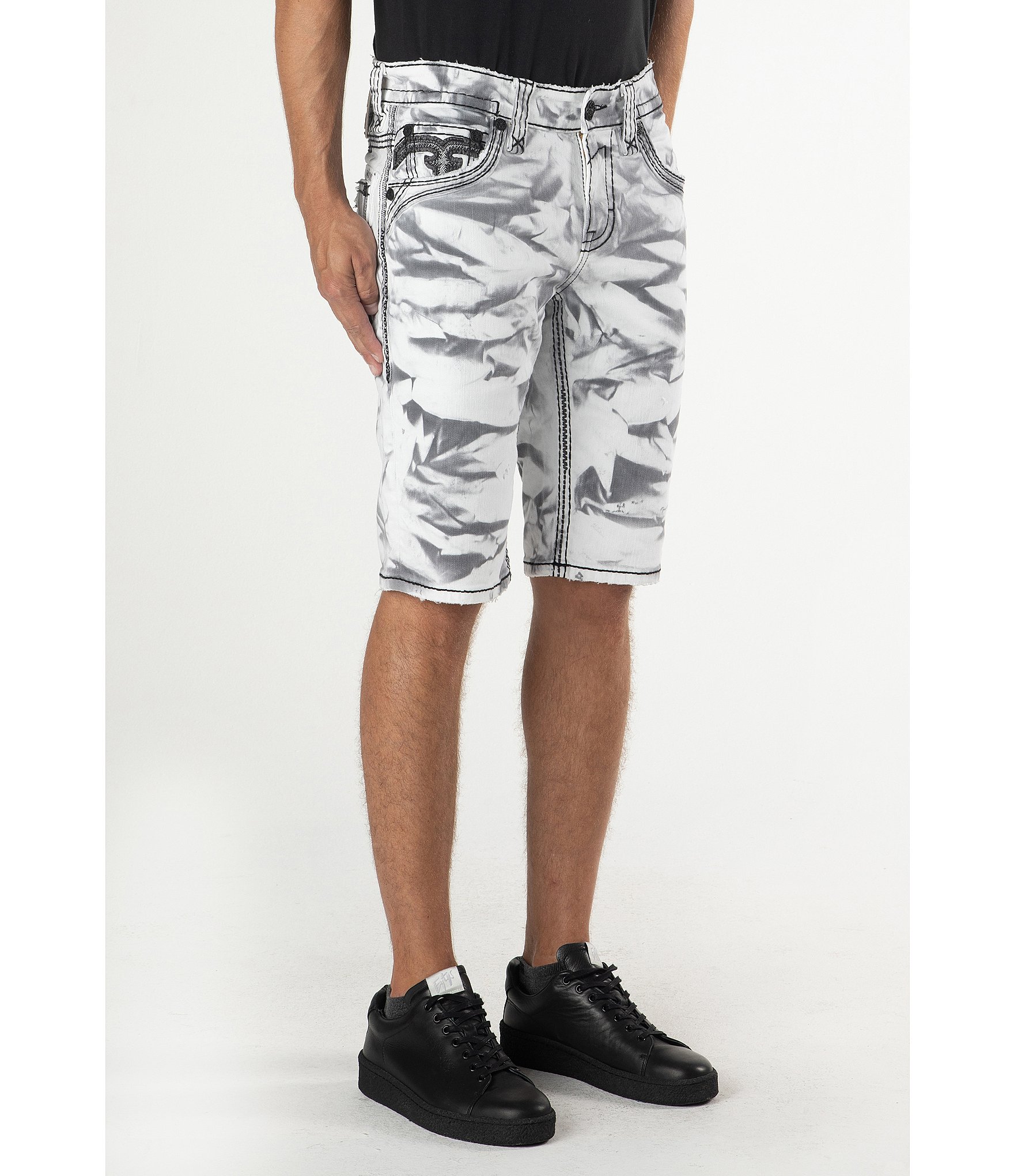 Rock Revival Dagny Tie-Dye 14#double; Inseam Denim Shorts