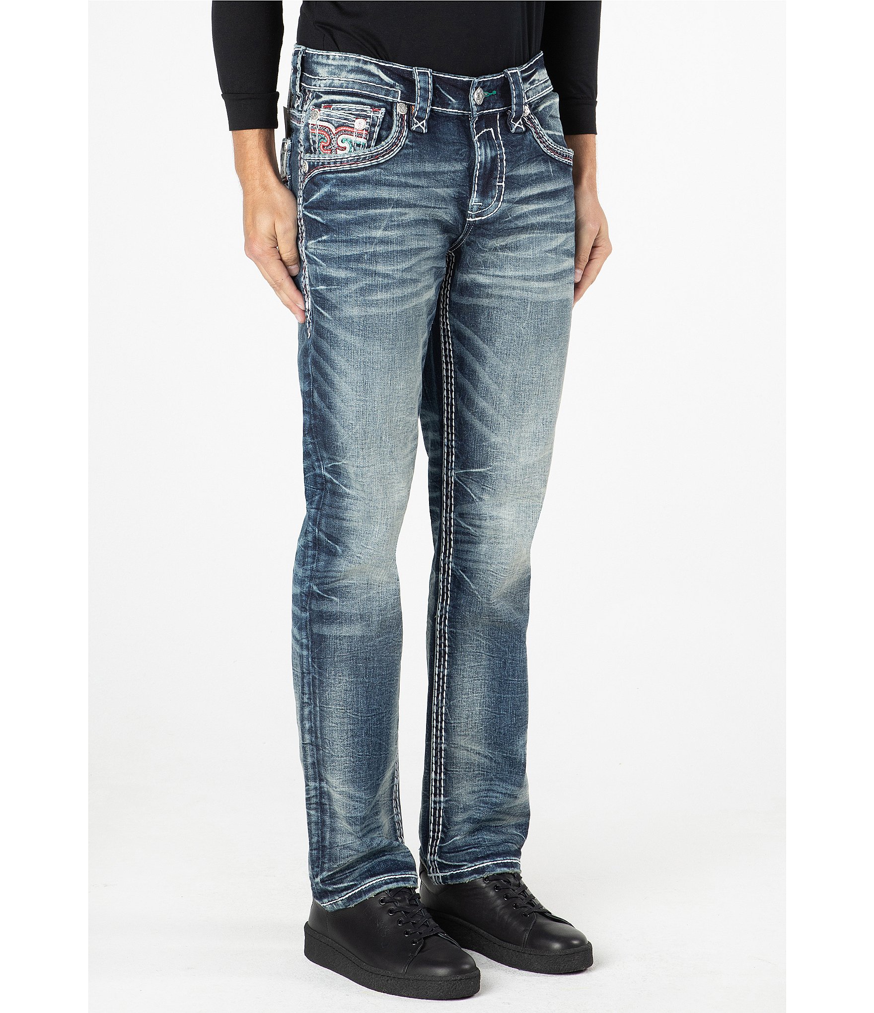 Rock Revival Grady Straight Leg Eagle Head Denim Jeans