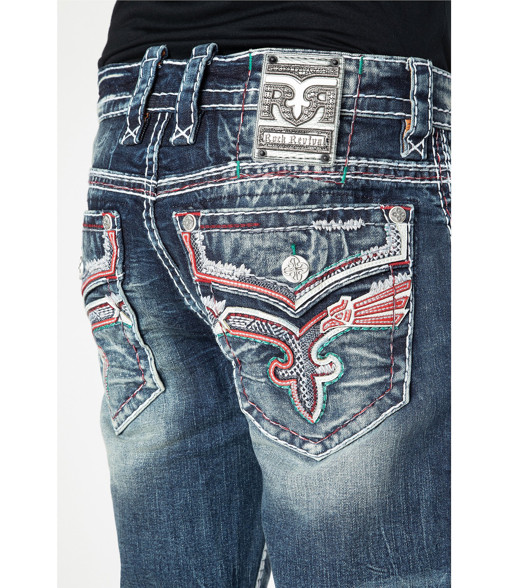 Rock Revival Grady Straight Leg Eagle Head Denim Jeans