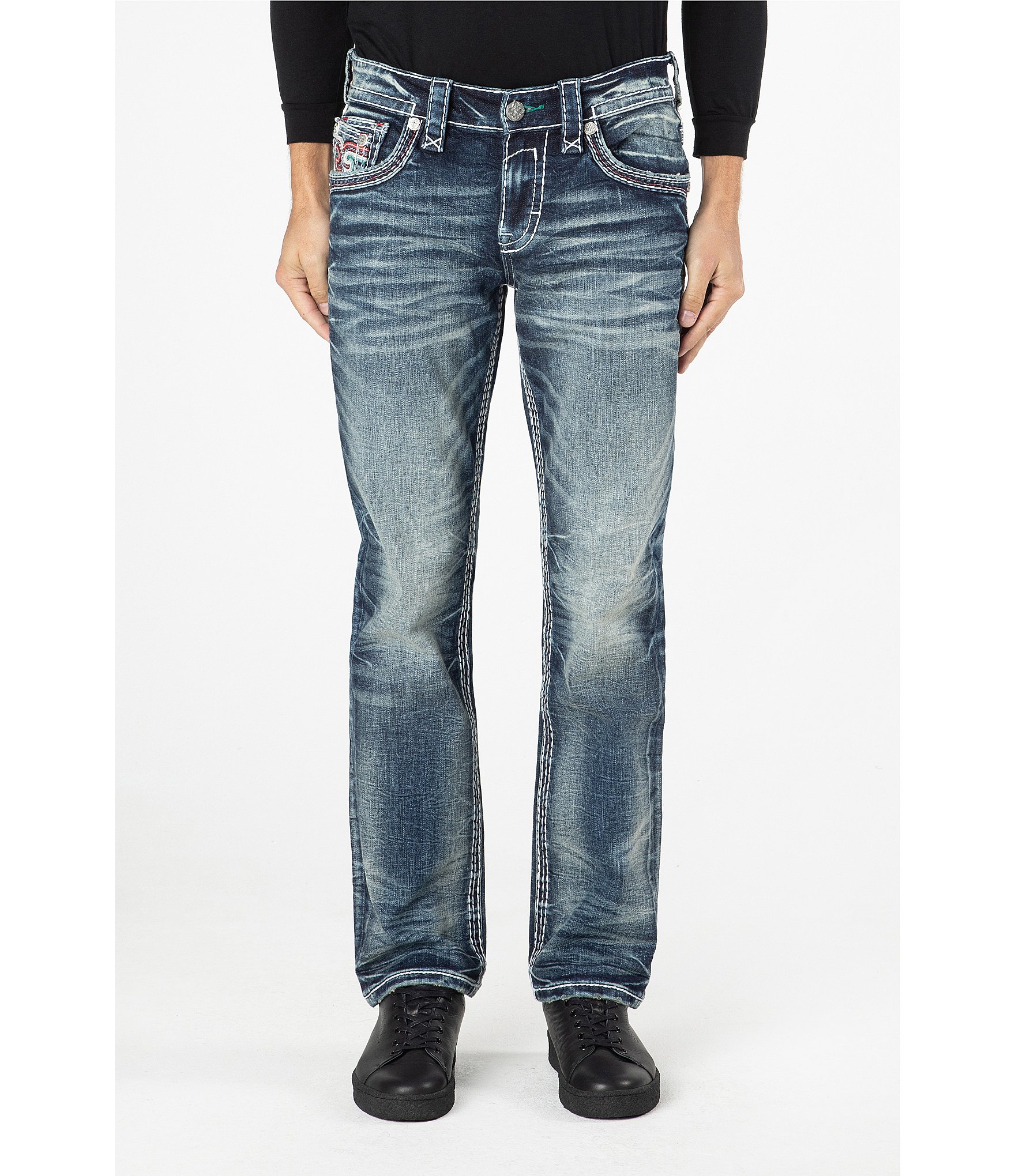 Rock Revival Grady Straight Leg Eagle Head Denim Jeans