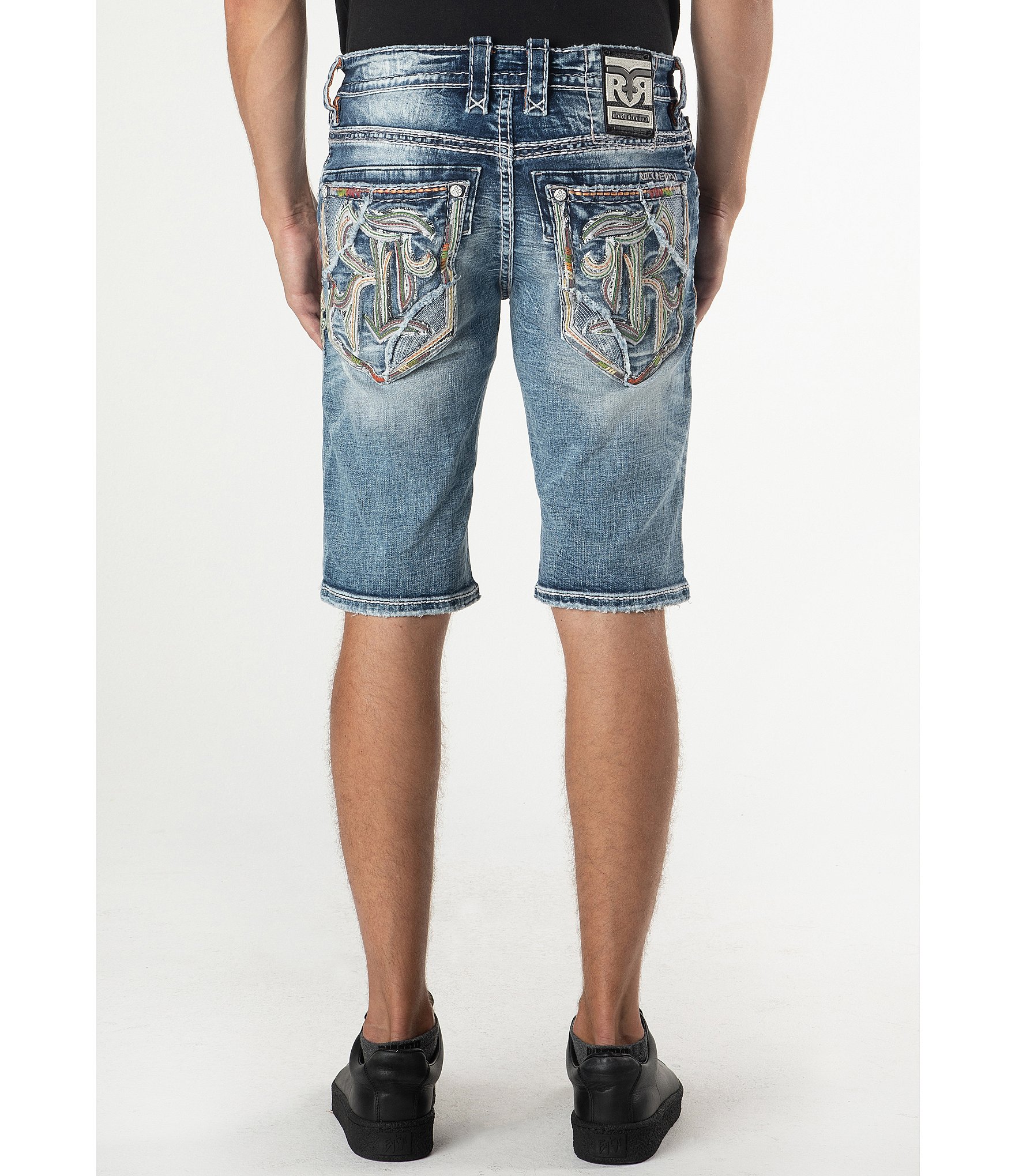 Rock Revival Jeth 14#double; Inseam Distressed Denim Shorts