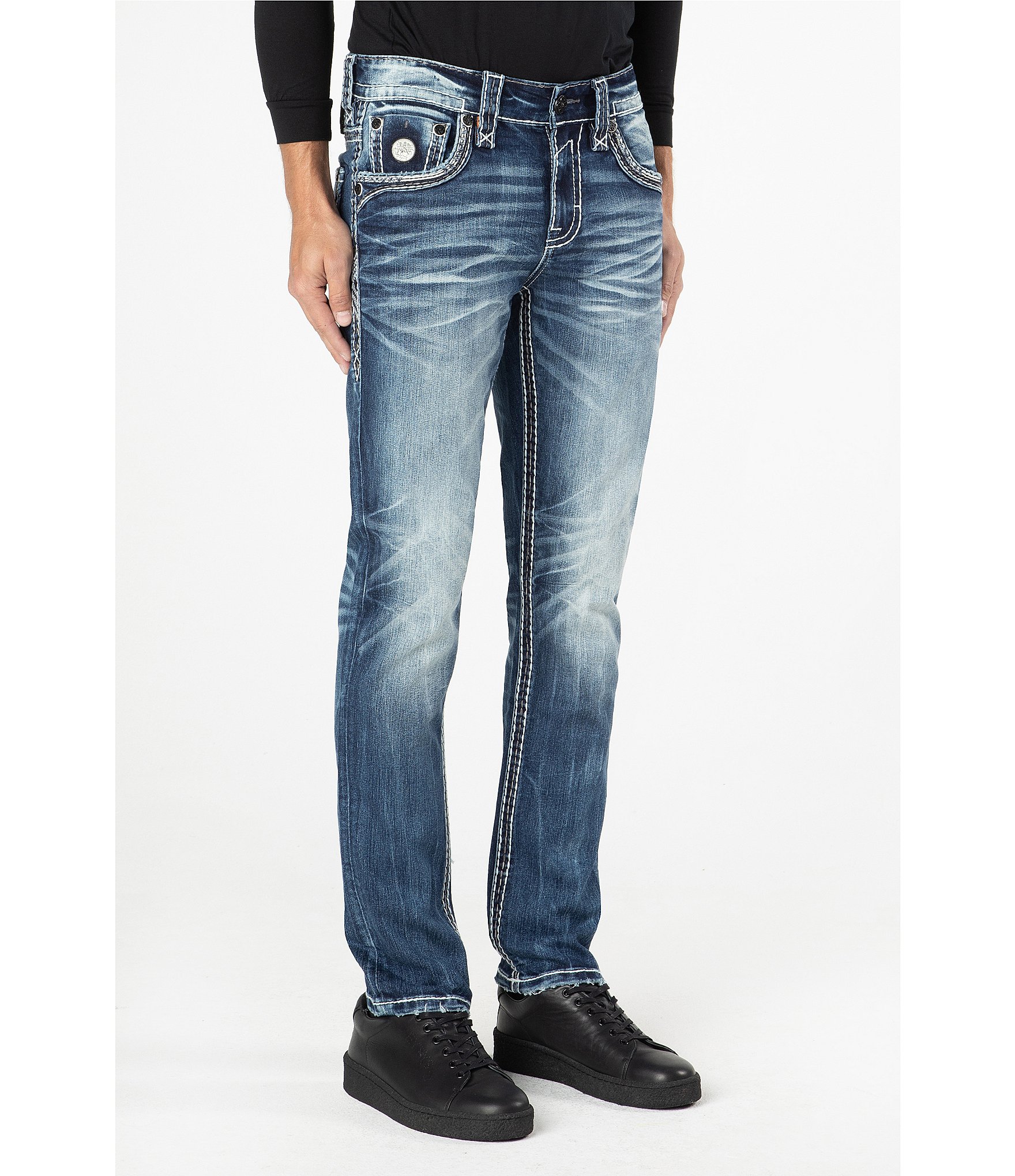 Rock Revival Julian Alternate Fit Straight Leg Stitched Pocket Denim Jeans