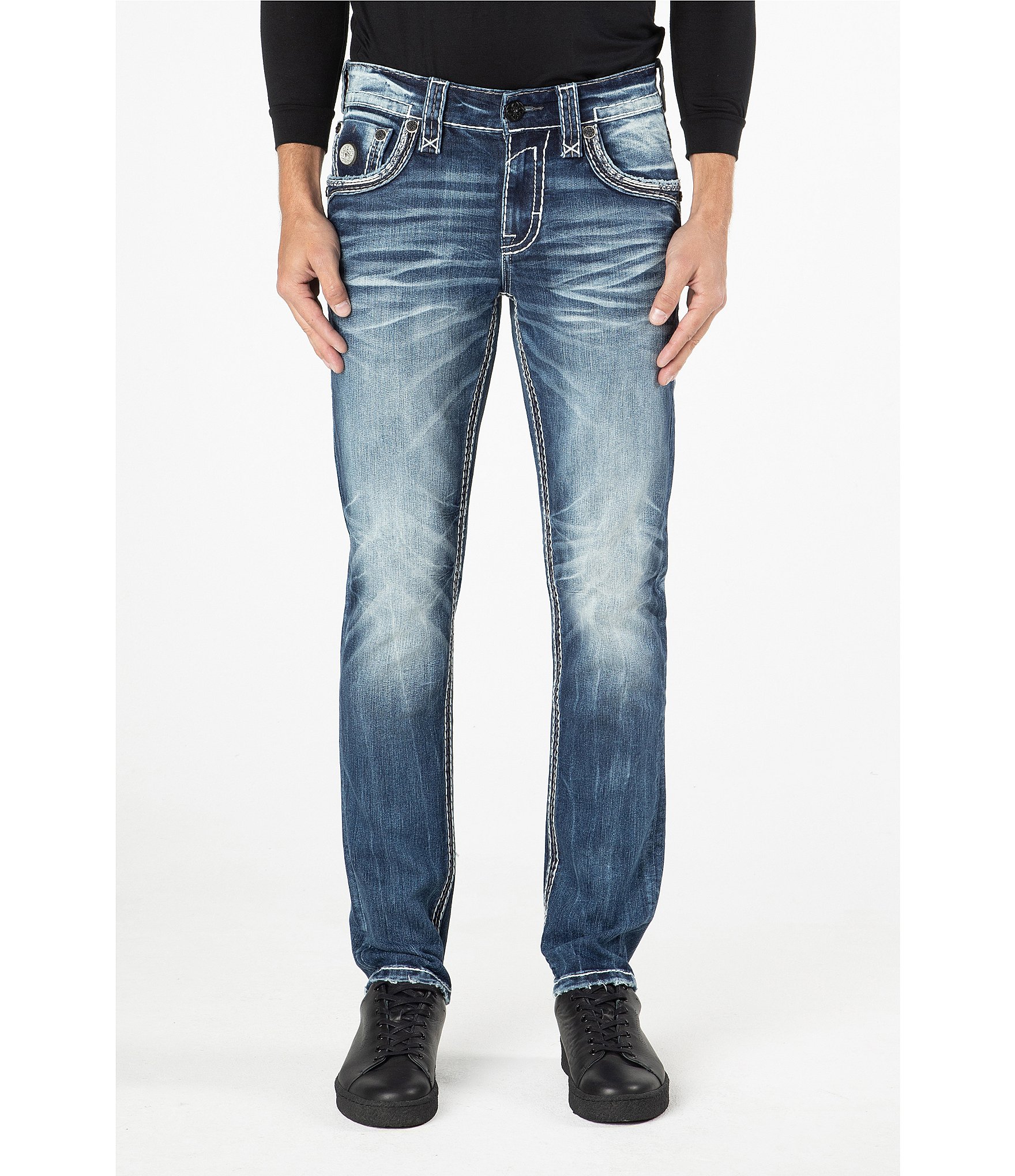 Rock Revival Julian Alternate Fit Straight Leg Stitched Pocket Denim Jeans