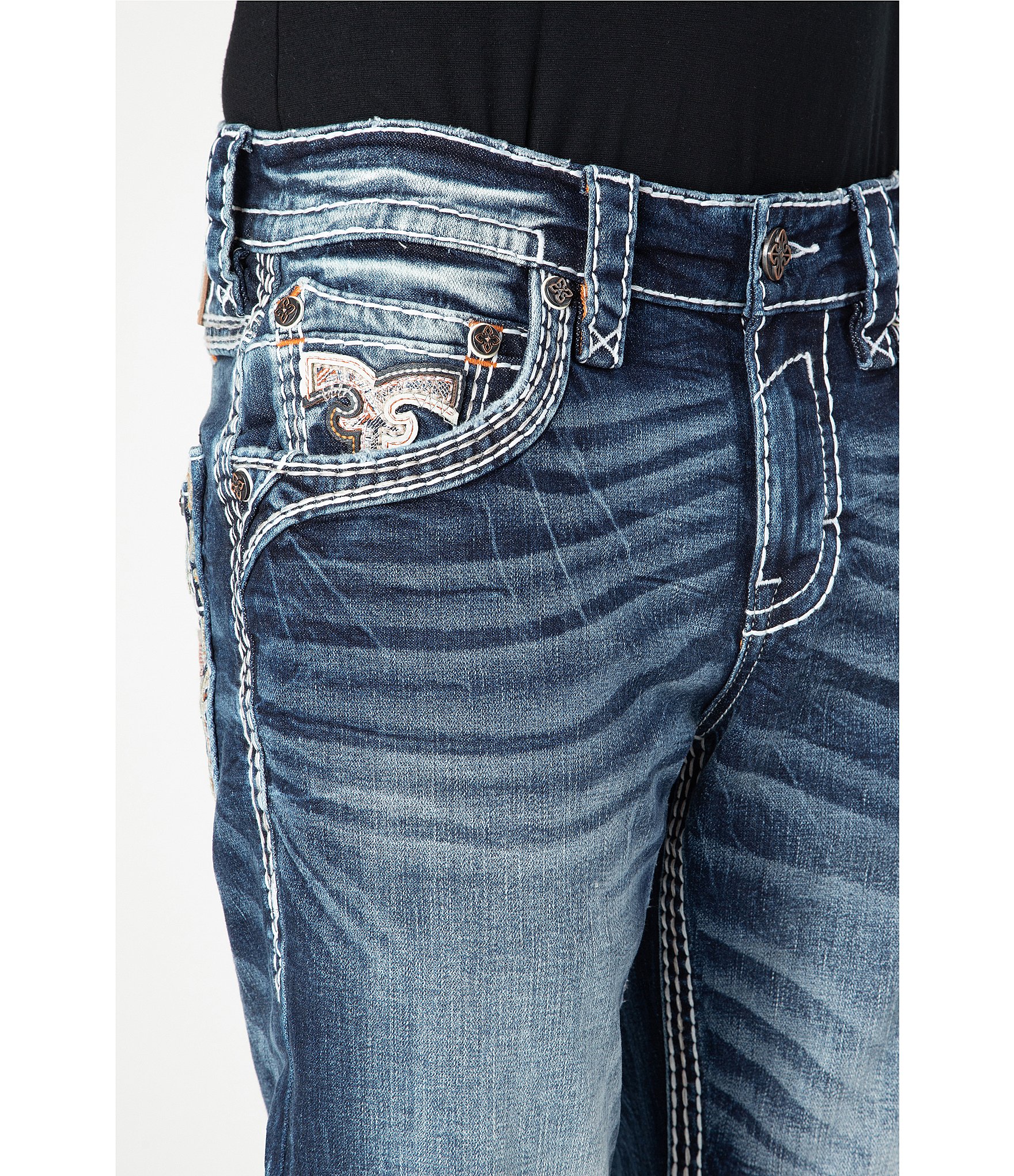 Rock Revival Straight Leg Fleur-De-Lis Denim Jeans