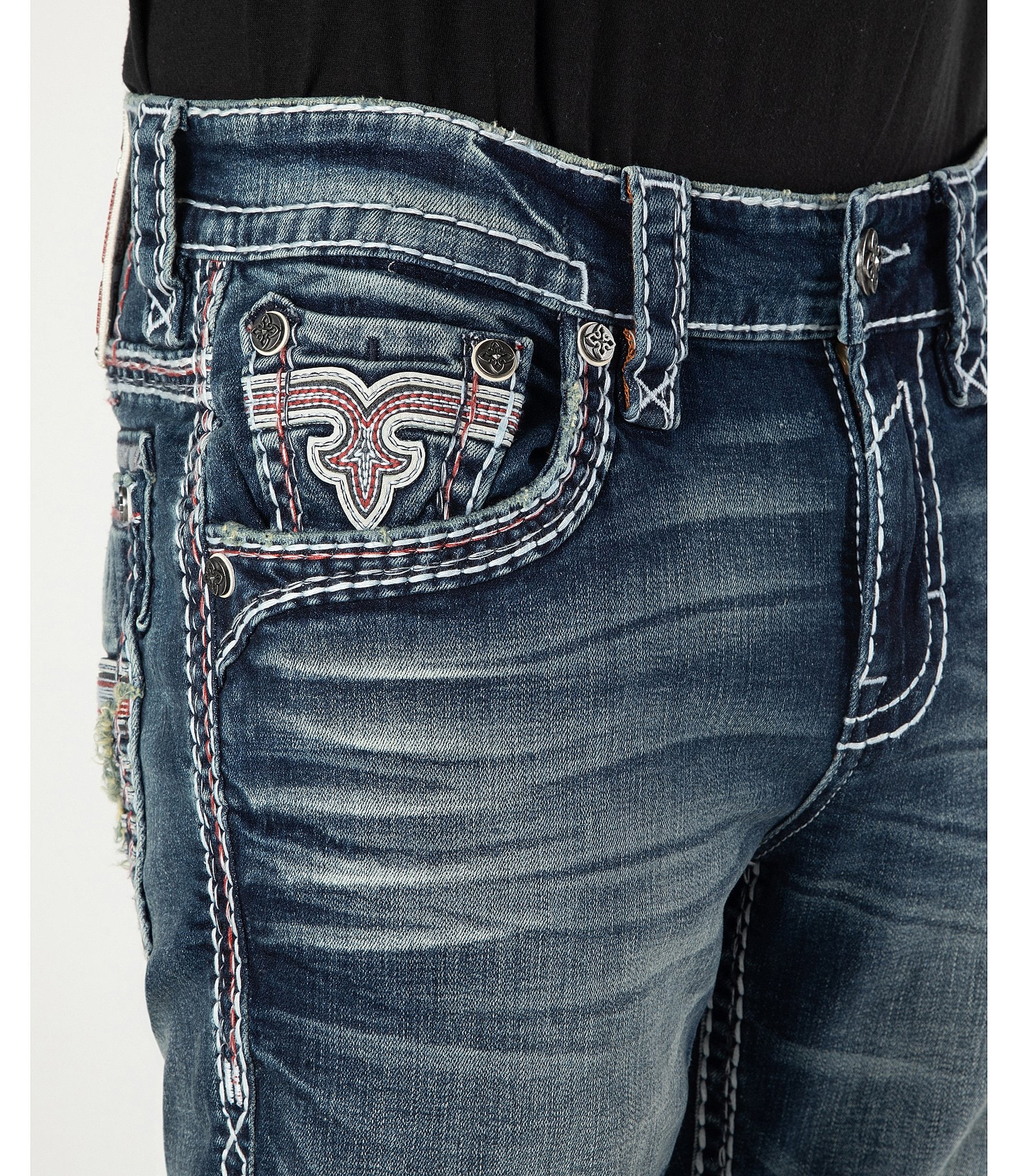 Rock Revival Kaycee Straight-Leg Star Stitched Pocket Demin Jeans