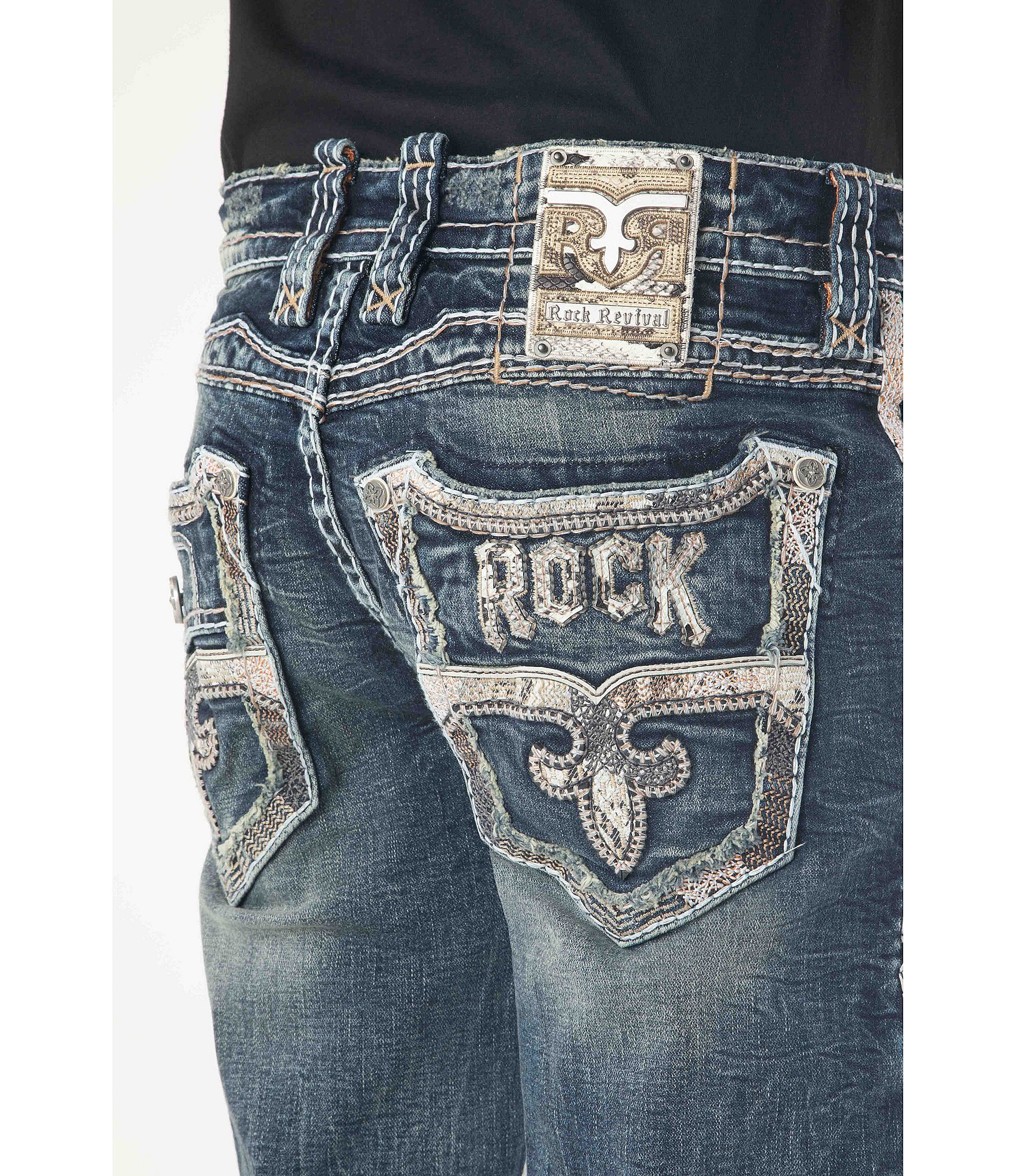 Rock Revival Kylan Straight Leg Destructed Jeans