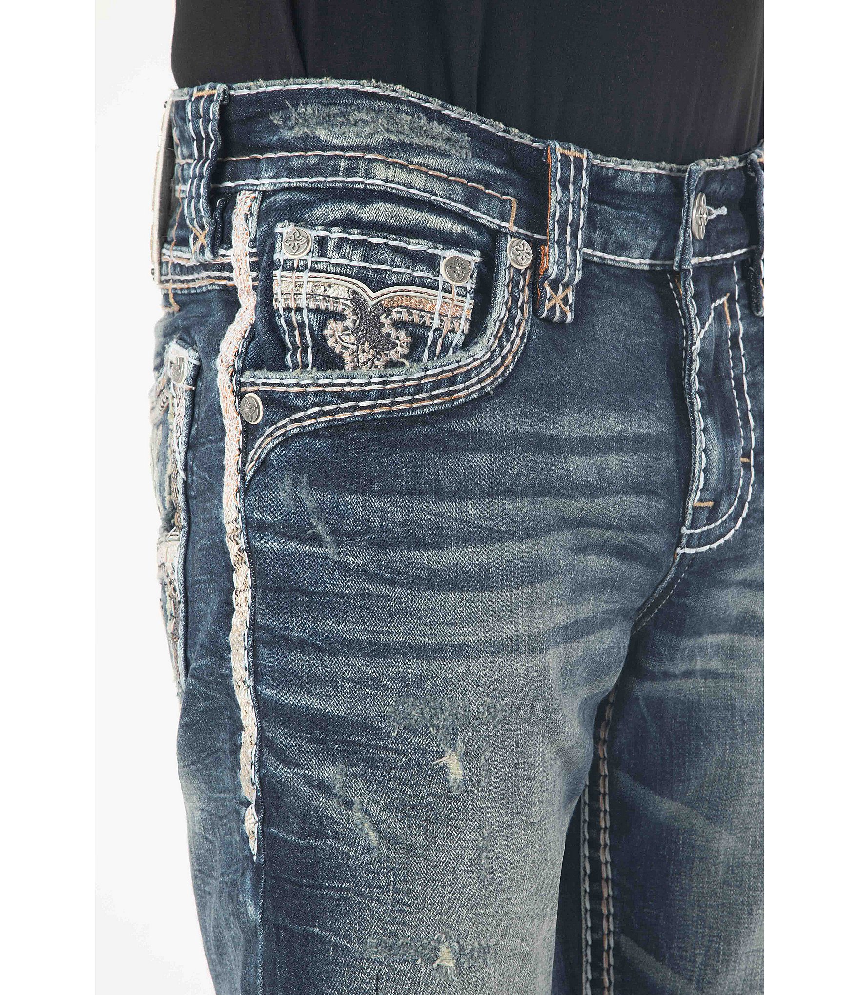 Rock Revival Kylan Straight Leg Destructed Jeans