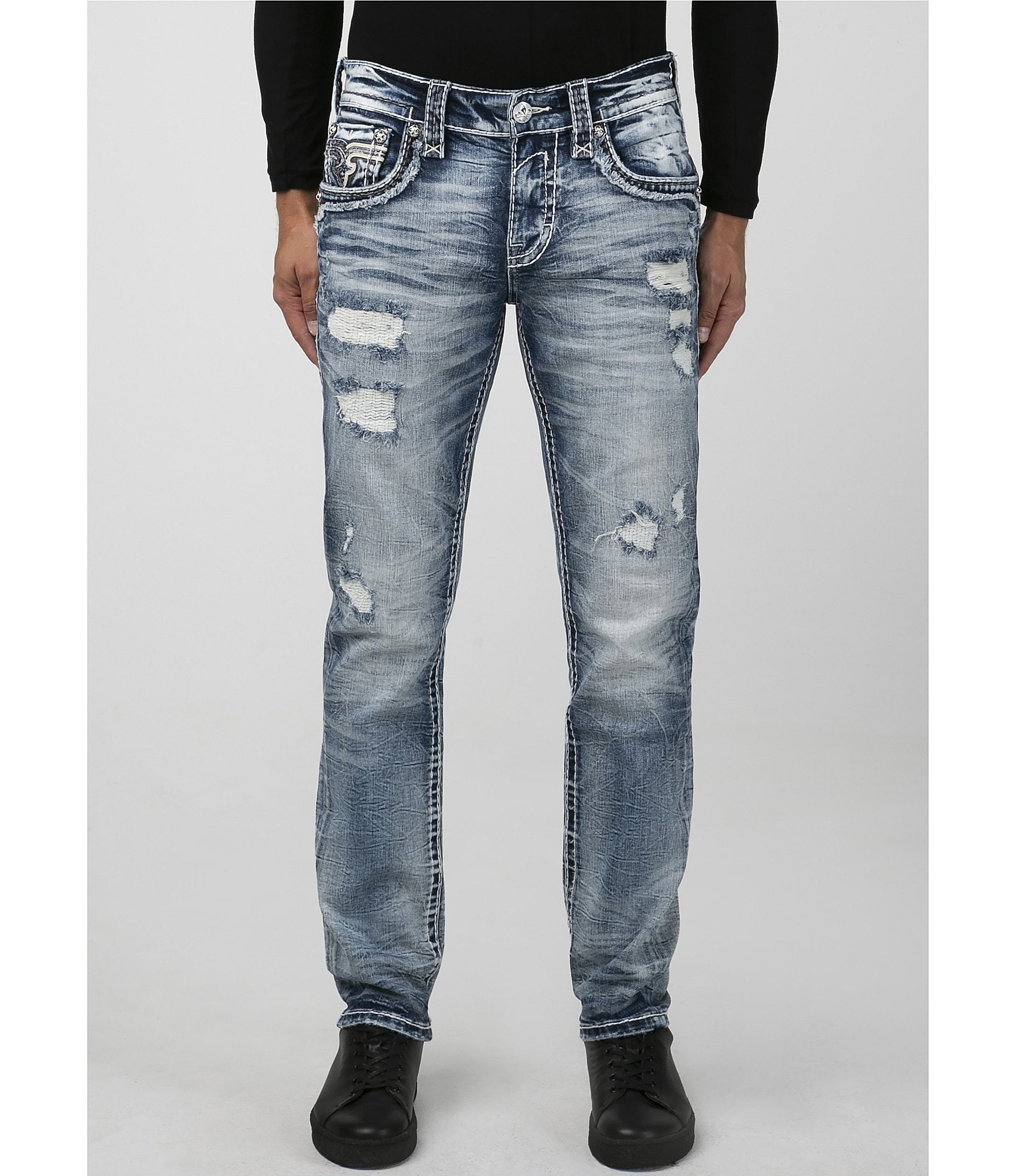 unir Punto de referencia tapa Rock Revival Pirate A200 Alternate Straight-Fit Denim Jeans | Dillard's