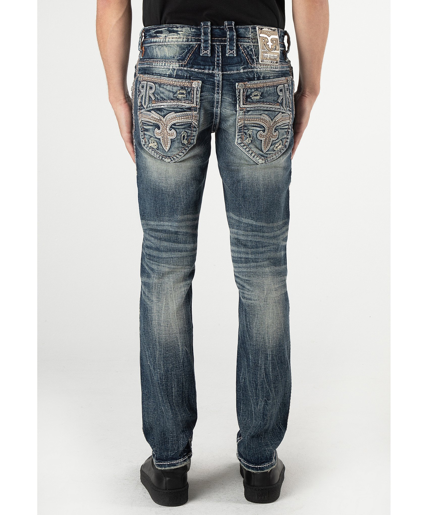Rock Revival Seth Alt Straight-Leg Distressed Denim Jeans | Dillard's