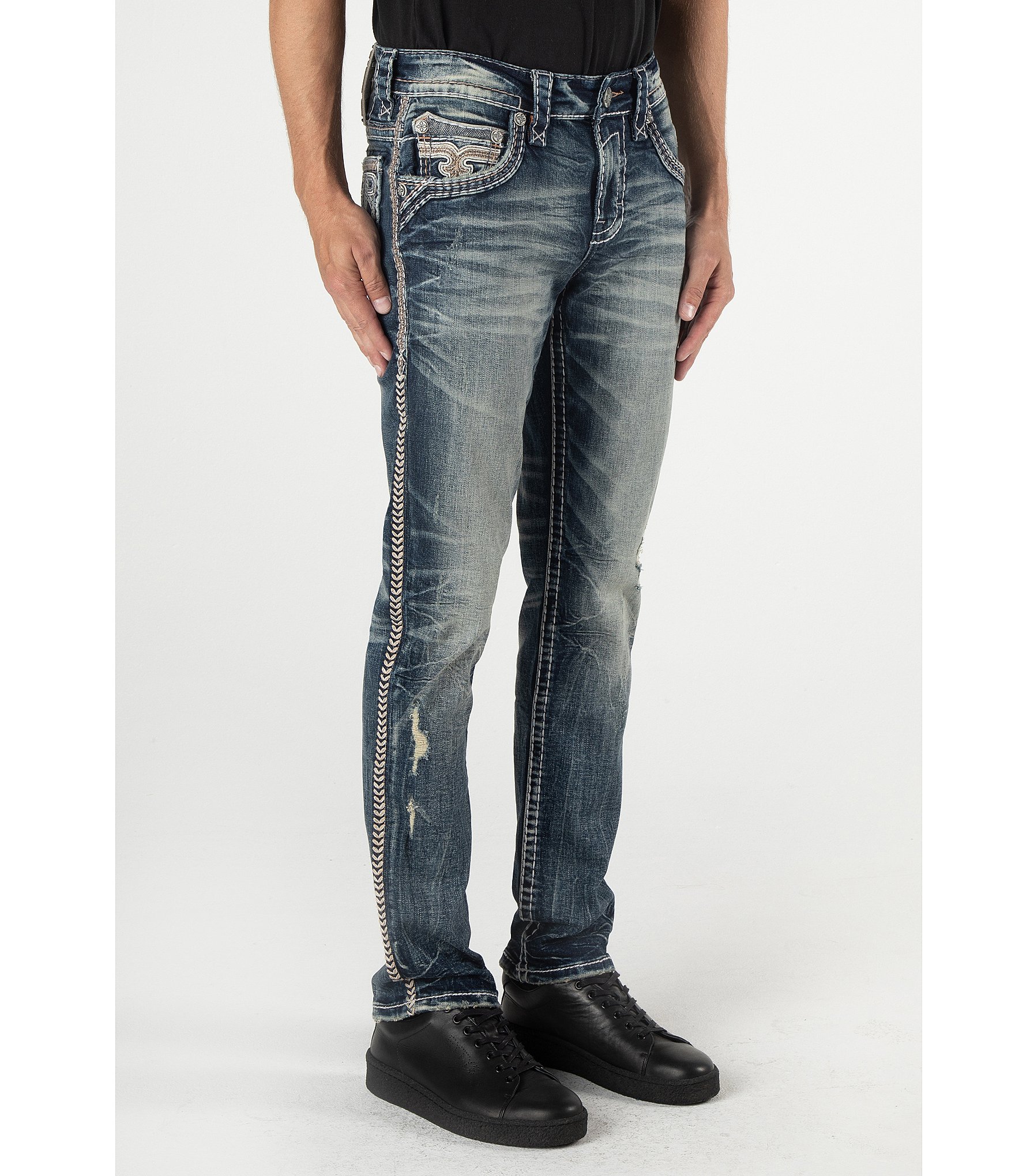 Rock Revival Seth Alt Straight-Leg Distressed Denim Jeans