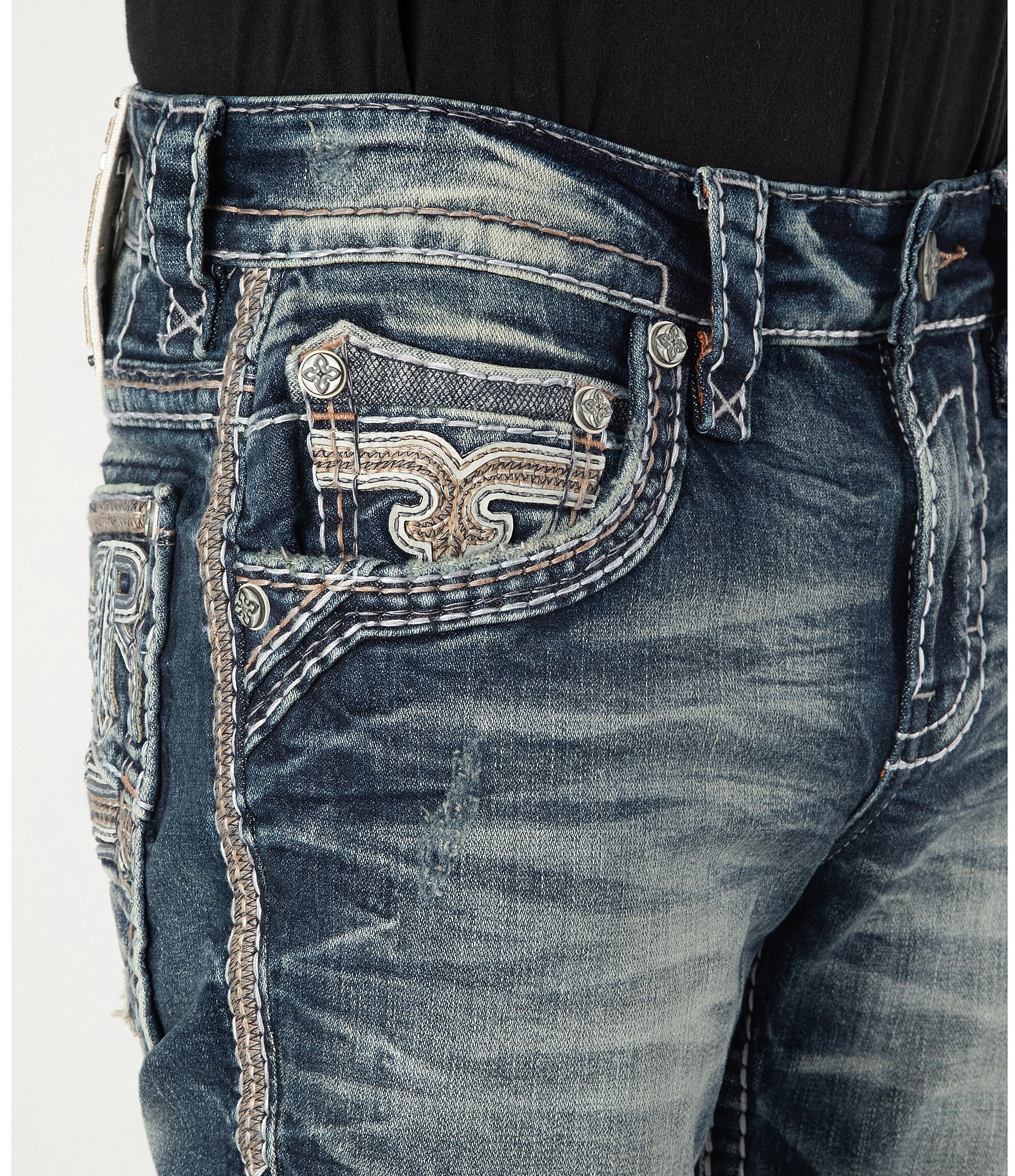 Rock Revival Seth Alt Straight-Leg Distressed Denim Jeans