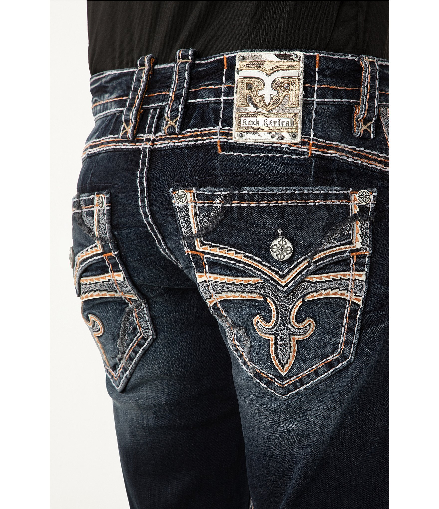 Rock Revival Theodore Fleur-De-Lis-Pocket Straight-Leg Jeans