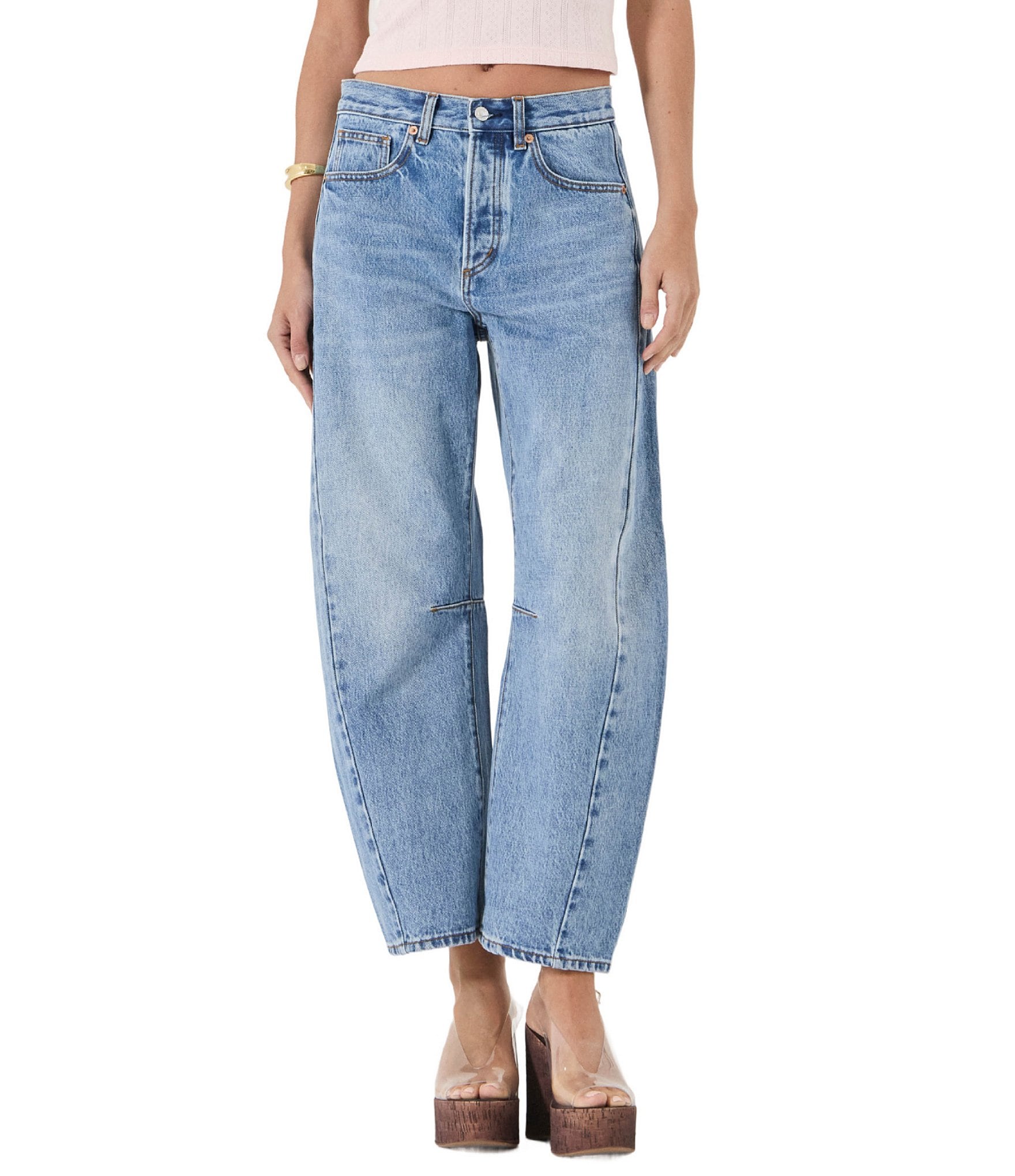 Rolla's Arc Barrel Mid-Rise Wide Leg Denim Jeans