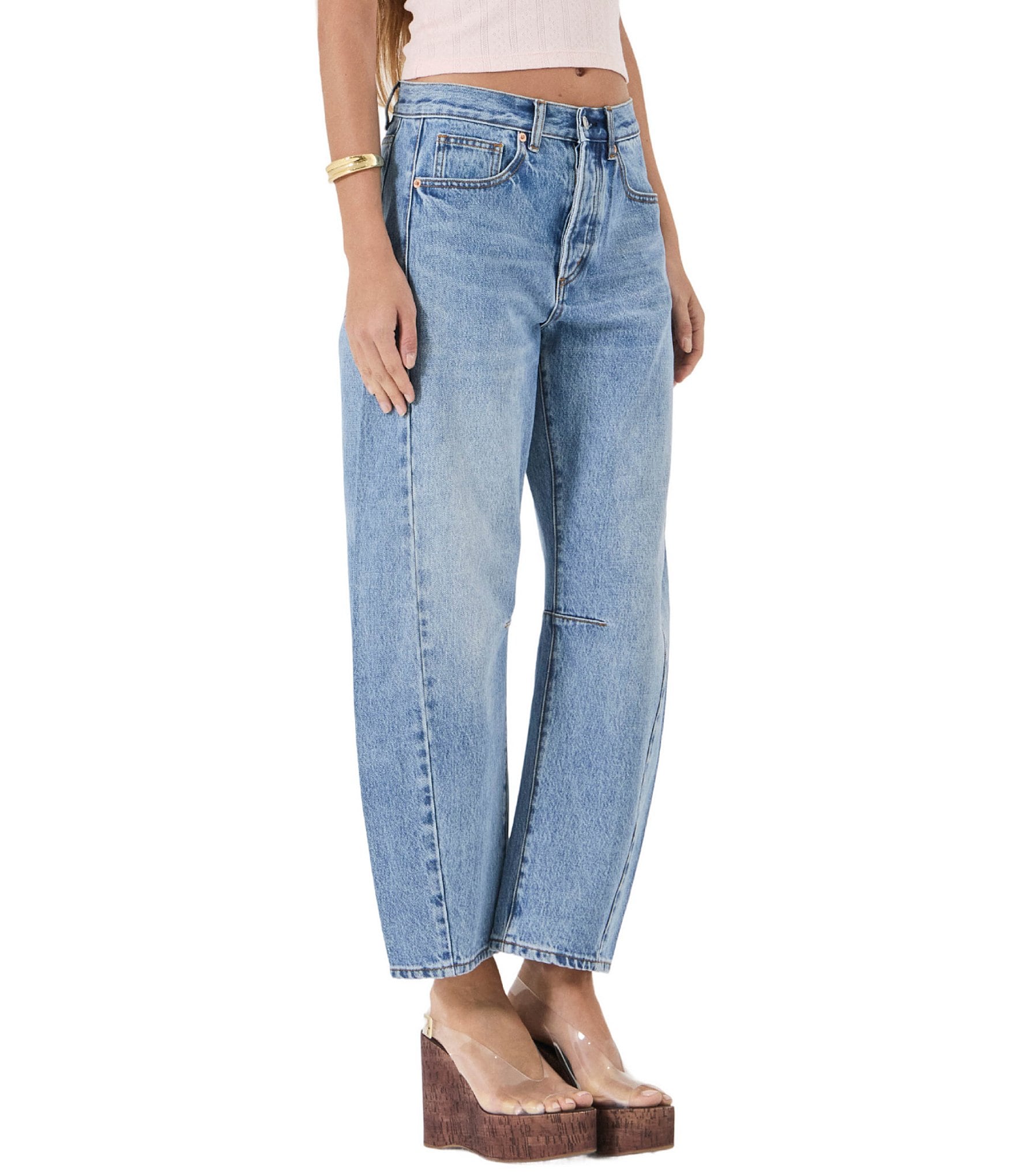 Rolla's Arc Barrel Mid-Rise Wide Leg Denim Jeans