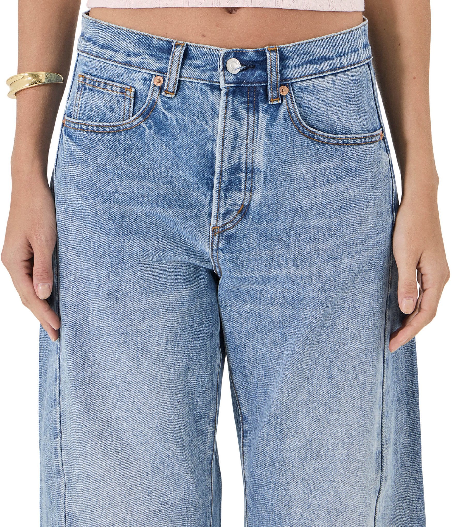 Rolla's Arc Barrel Mid-Rise Wide Leg Denim Jeans