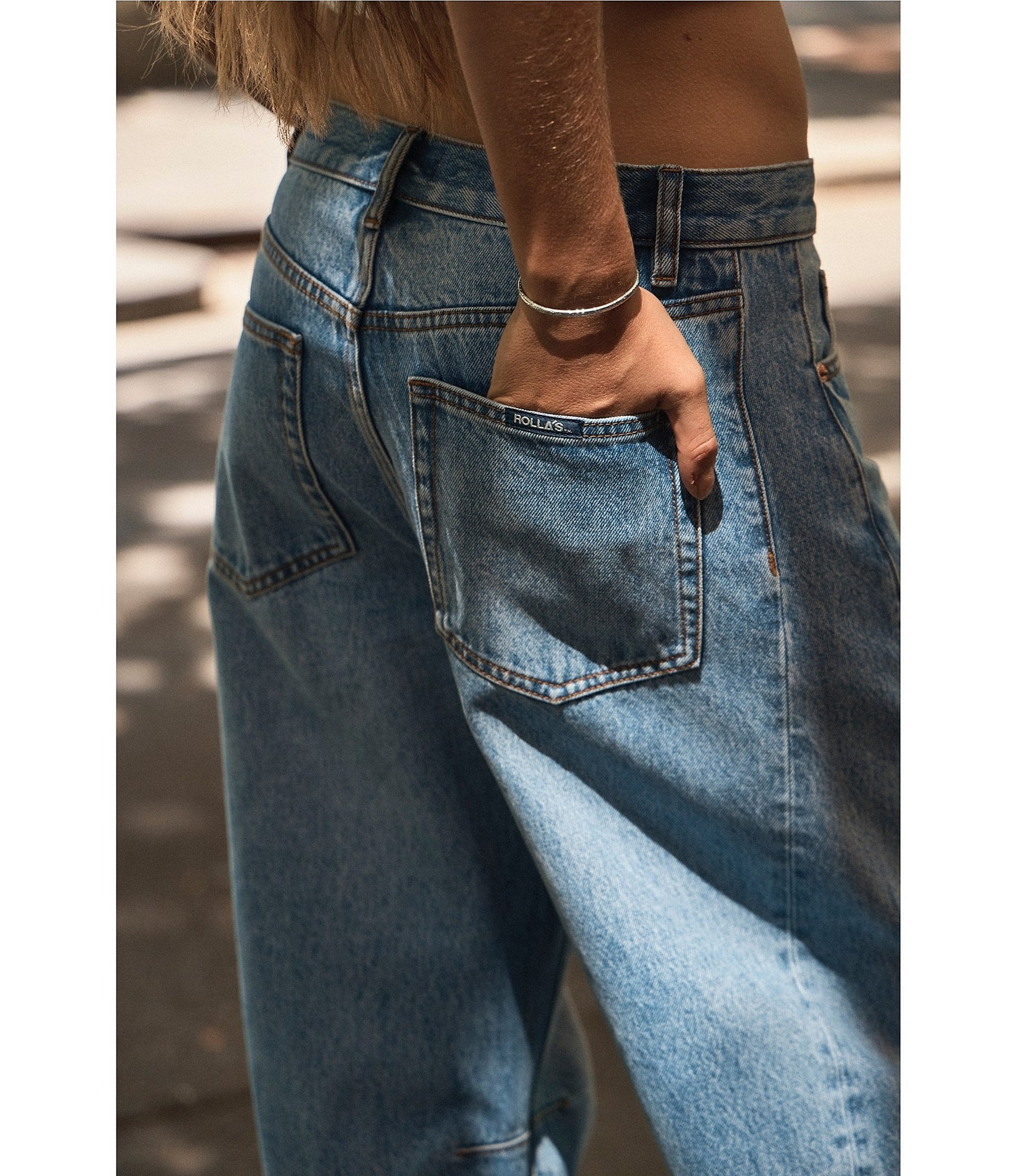 Rolla's Arc Barrel Mid-Rise Wide Leg Denim Jeans