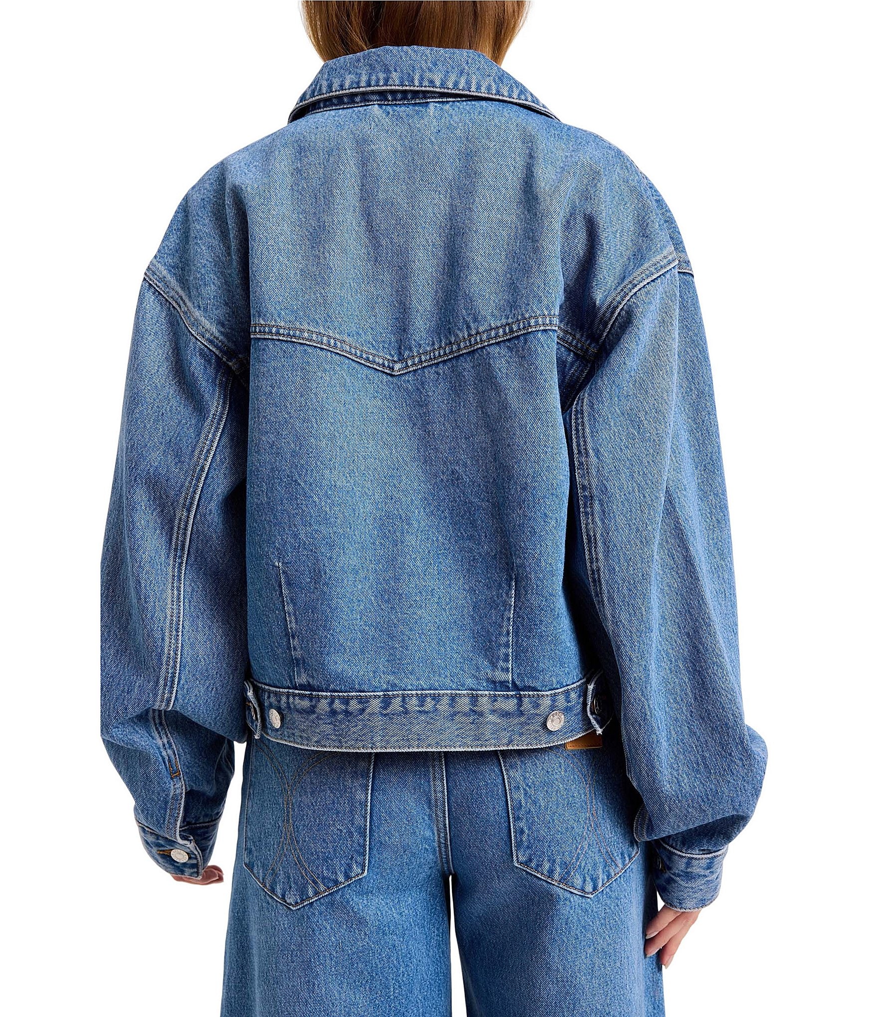 Rolla's Collared Long Sleeve Button Front Denim Swing Jacket