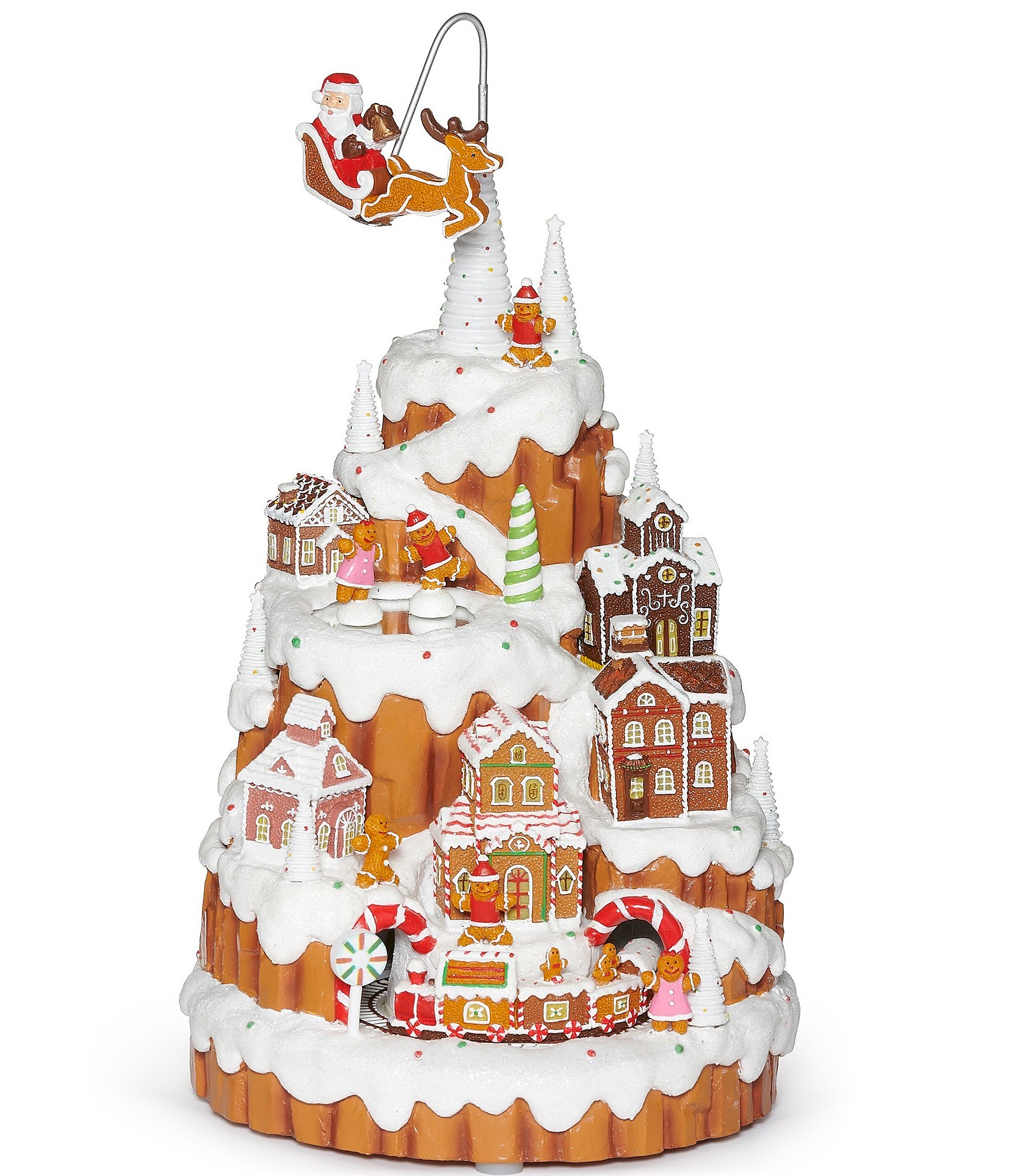 Roman 12.5#double;H LED Lighted Musical Gingerbread Mountain House Tabletop Decor