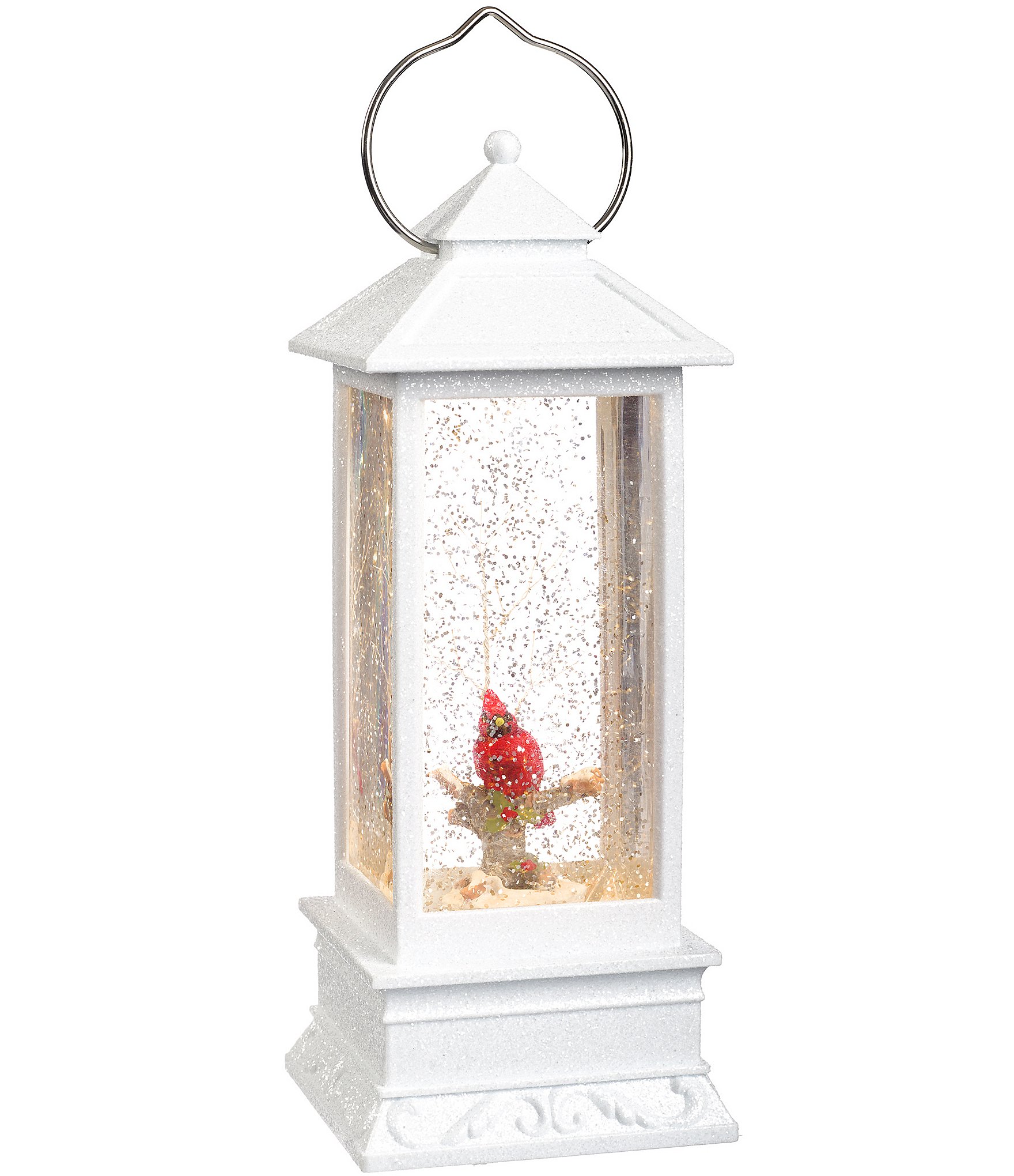 Roman Confetti Lites Lighted Swirl Cardinal Tall White Lantern