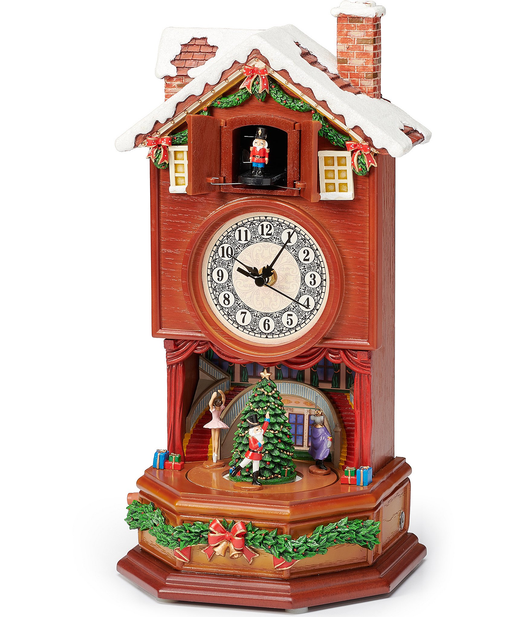 Roman Nutcracker LED Lighted Rotating Musical Clock