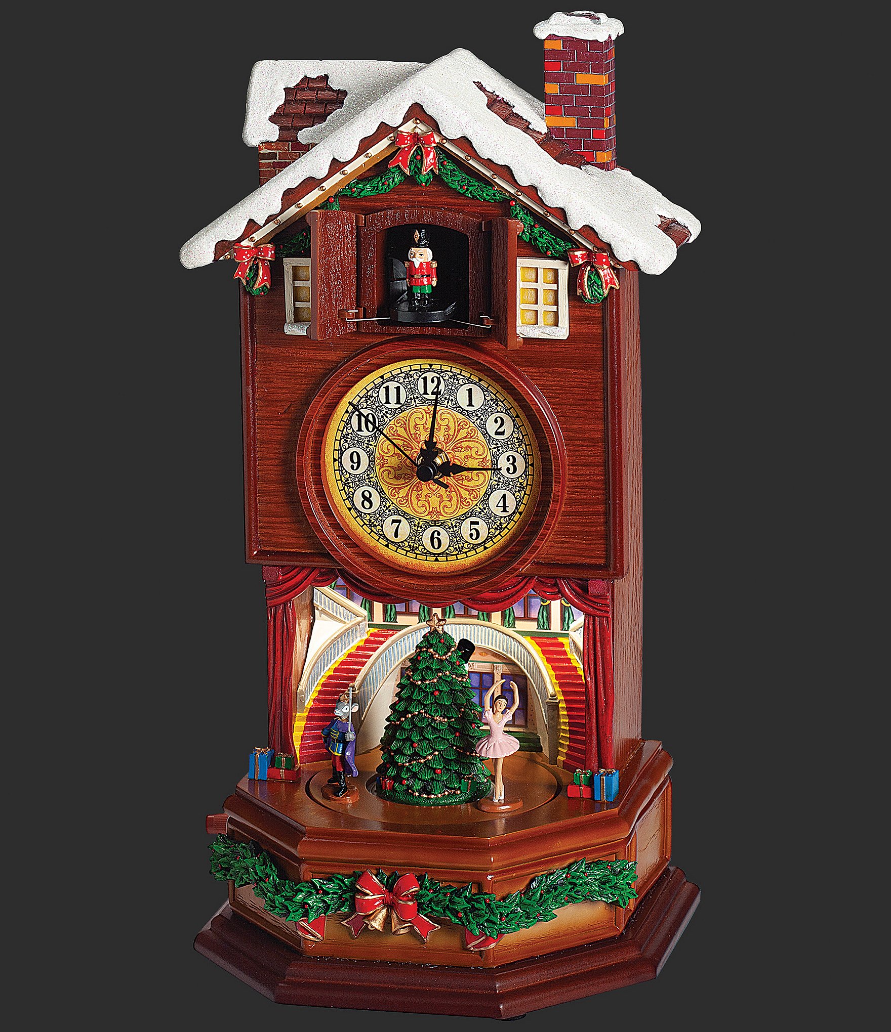 Roman Nutcracker LED Lighted Rotating Musical Clock