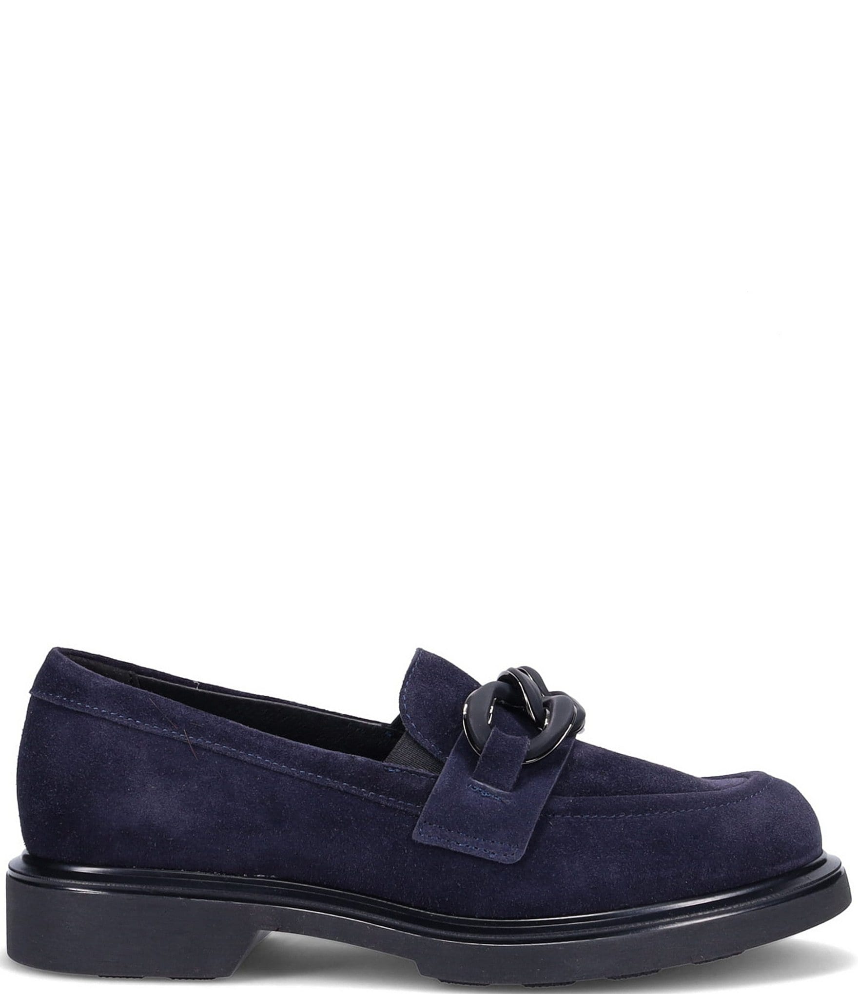 Ron White Allison Suede Chain Hardware Block Heel Loafers