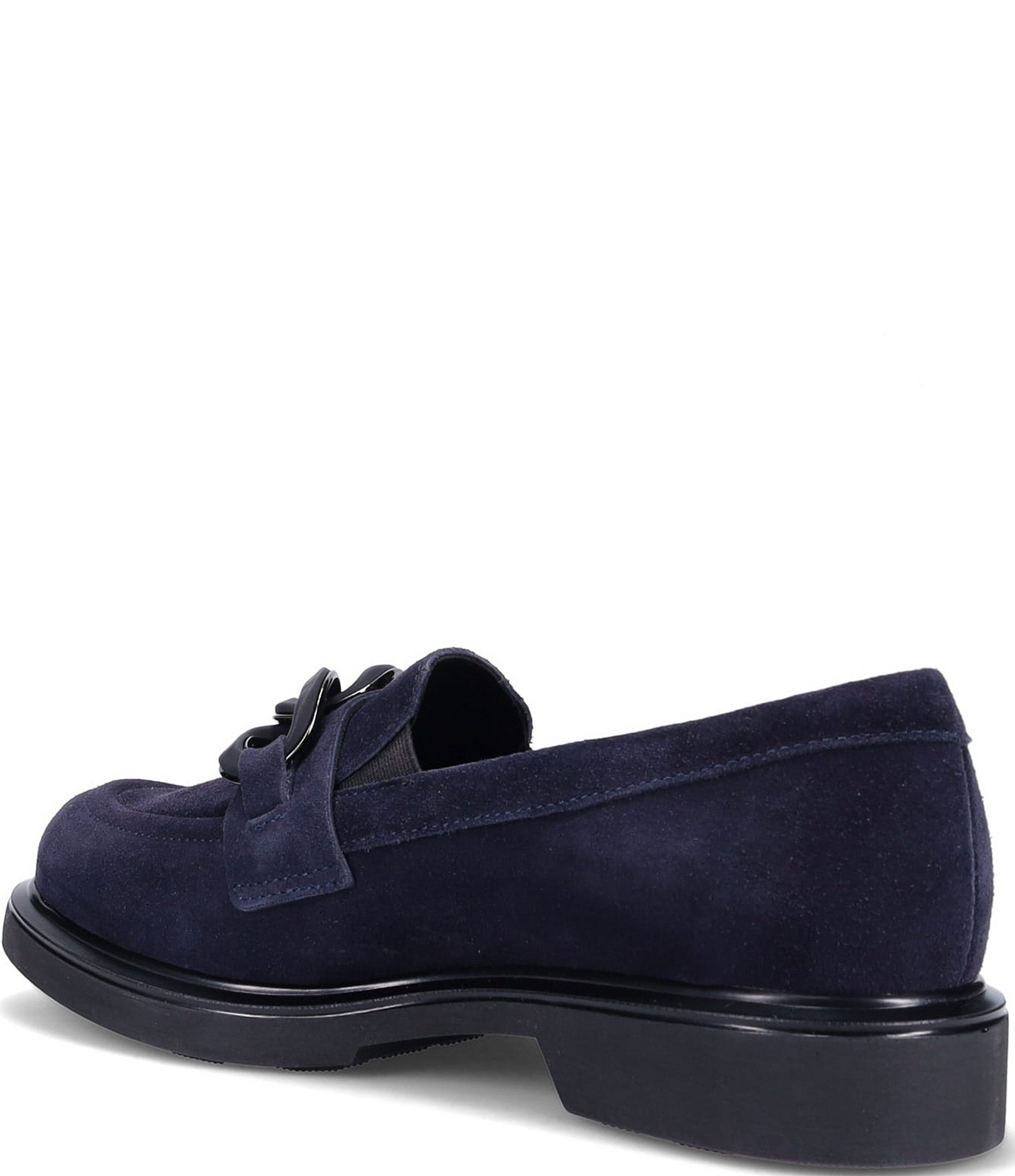 Ron White Allison Suede Chain Hardware Block Heel Loafers