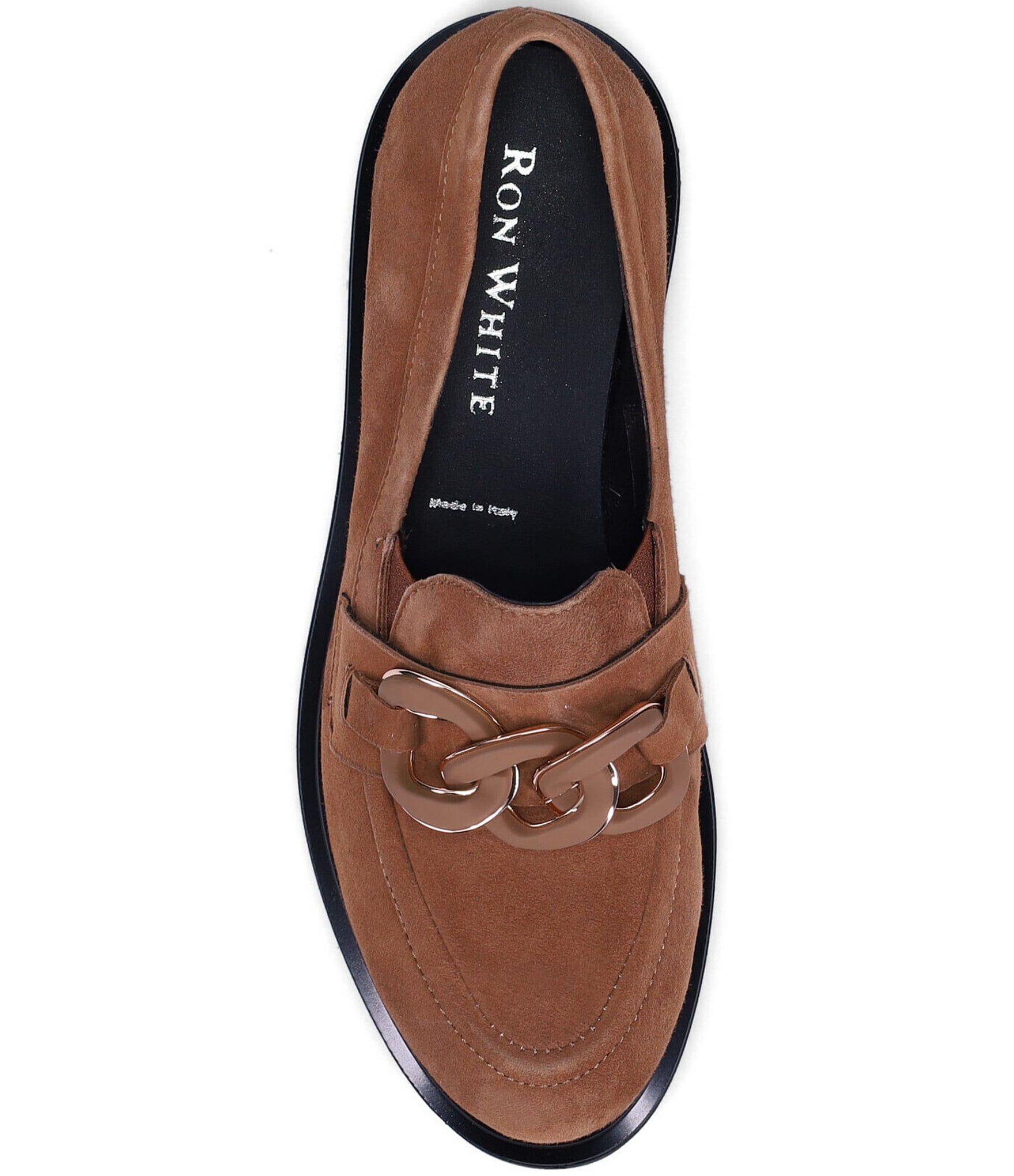 Ron White Allison Suede Chain Hardware Block Heel Loafers