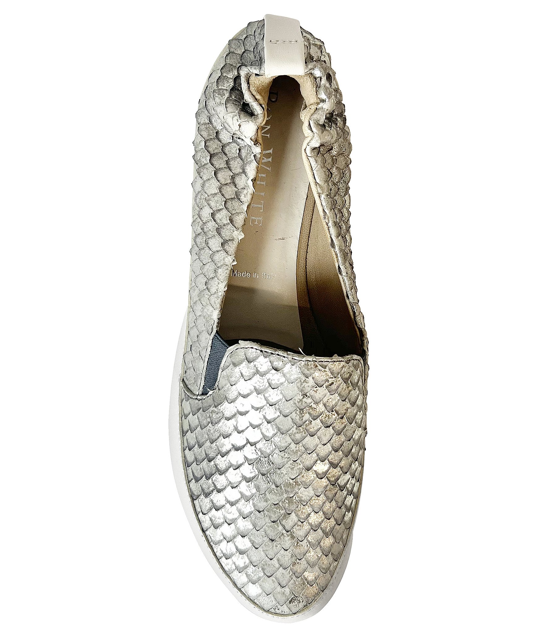 Ron White Nell Metallic Leather Lizard Embossed Wedge Platform Slip-Ons