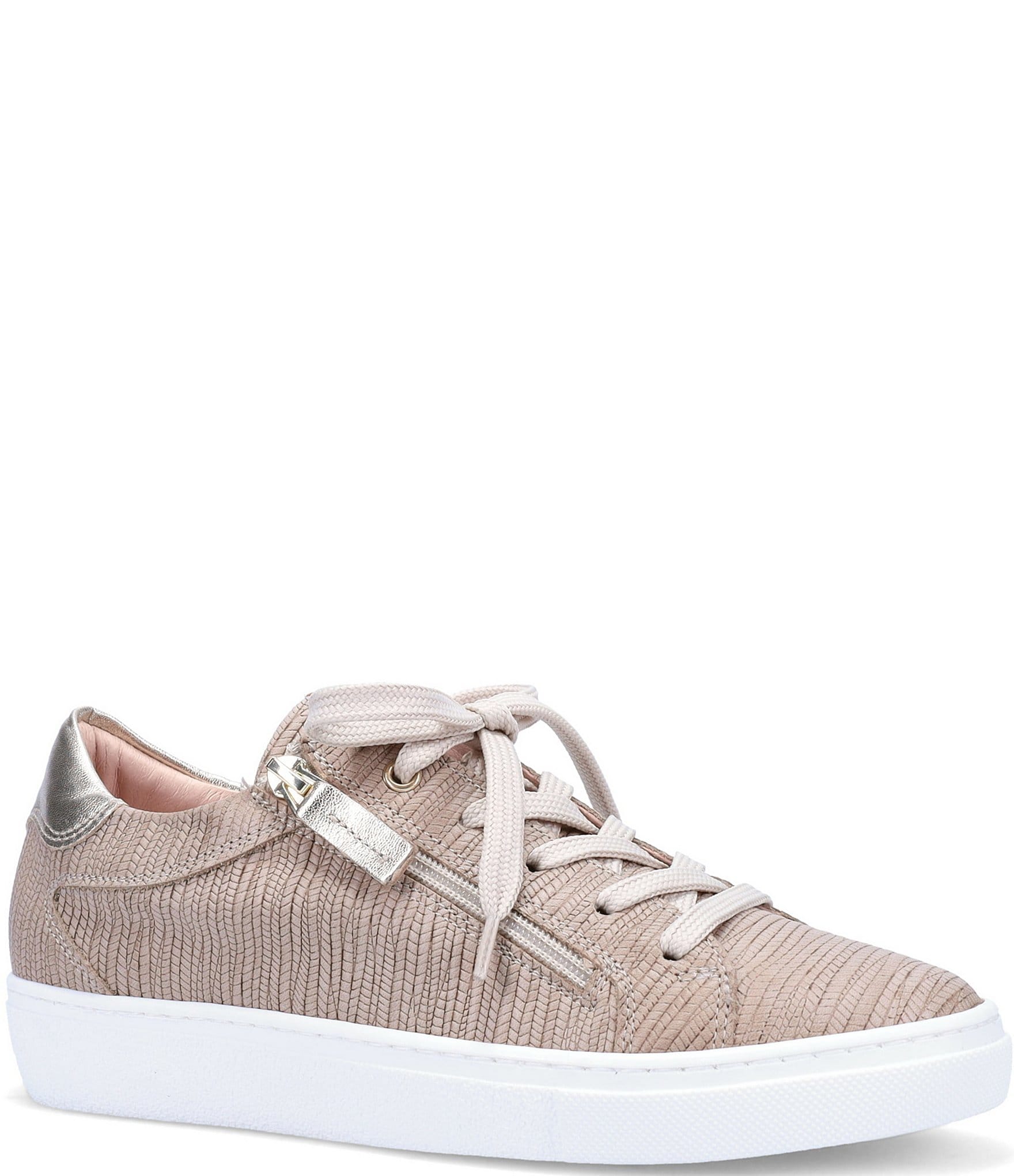 Ron White Oriya Epi Embossed Nubuck Side Zip Lace Up Platform Sneakers