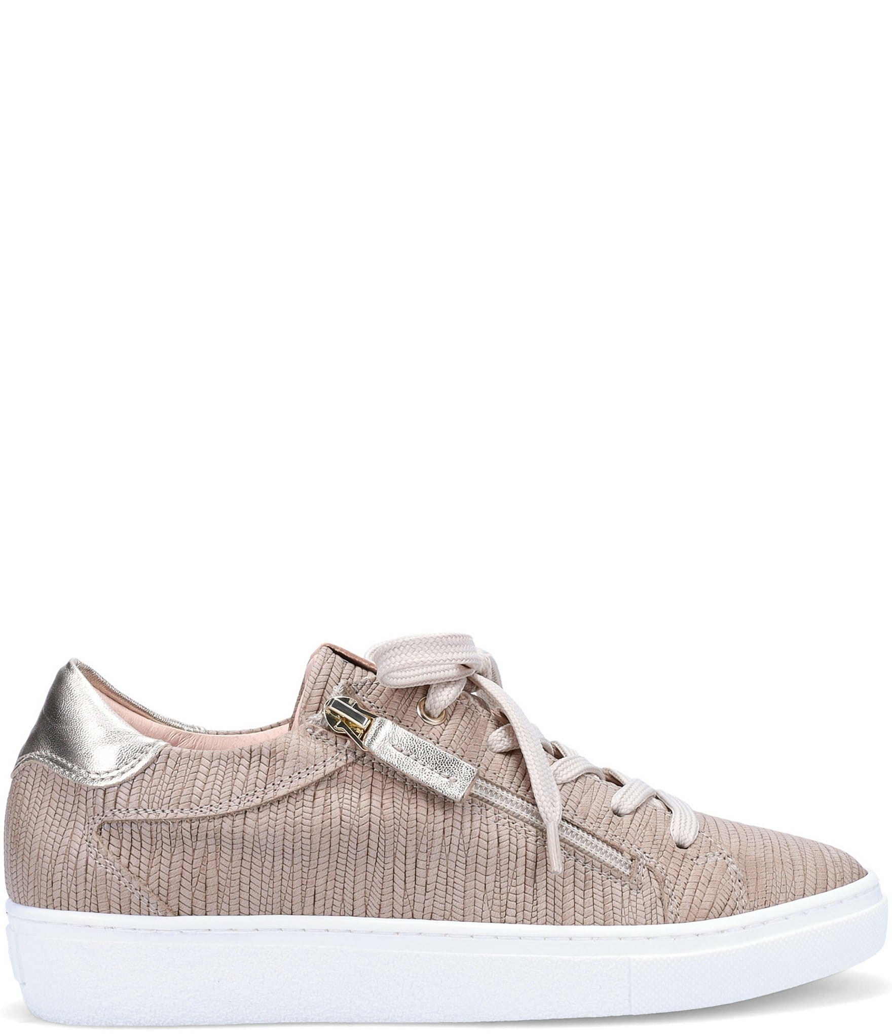 Ron White Oriya Epi Embossed Nubuck Side Zip Lace Up Platform Sneakers