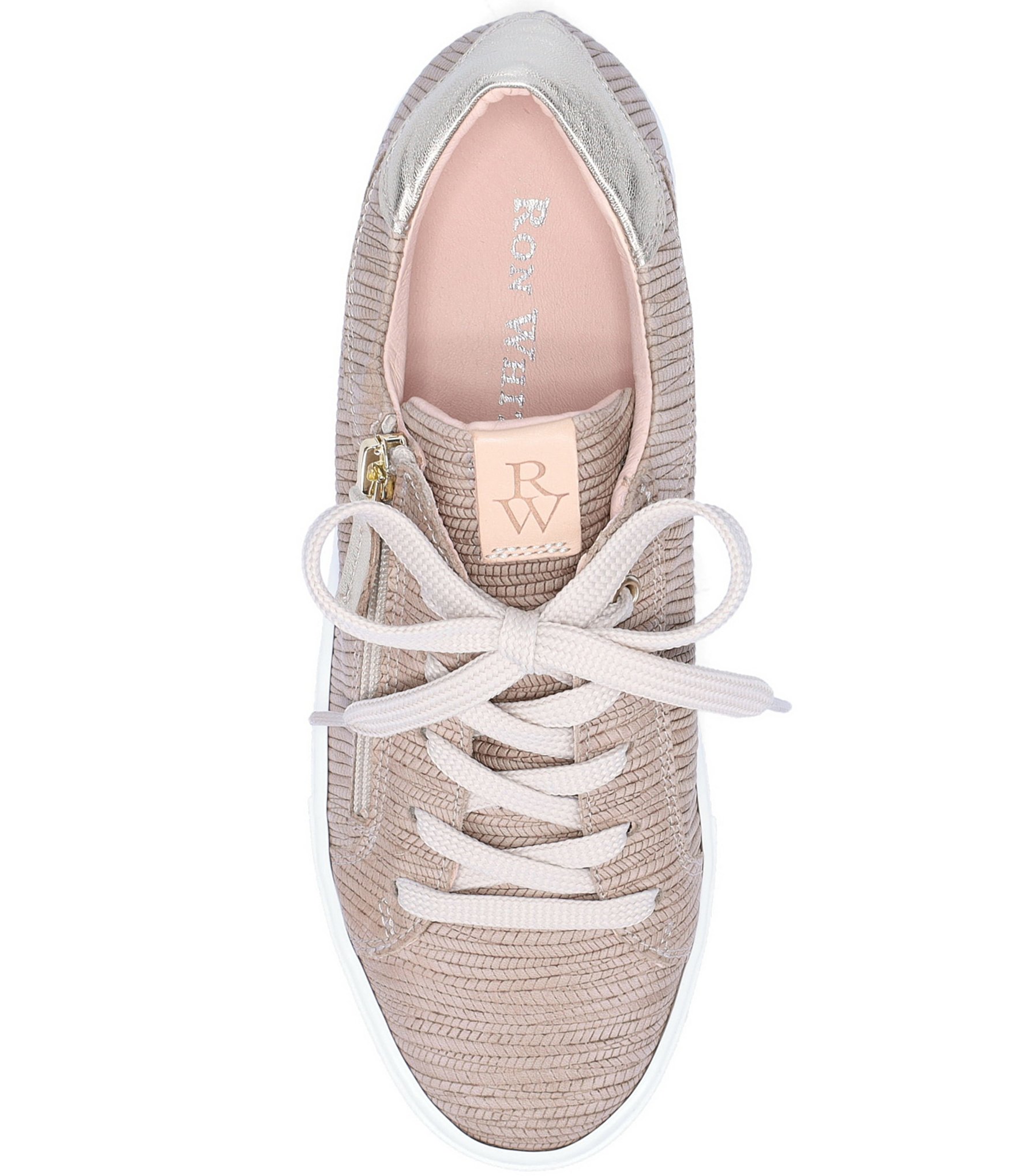 Ron White Oriya Epi Embossed Nubuck Side Zip Lace Up Platform Sneakers
