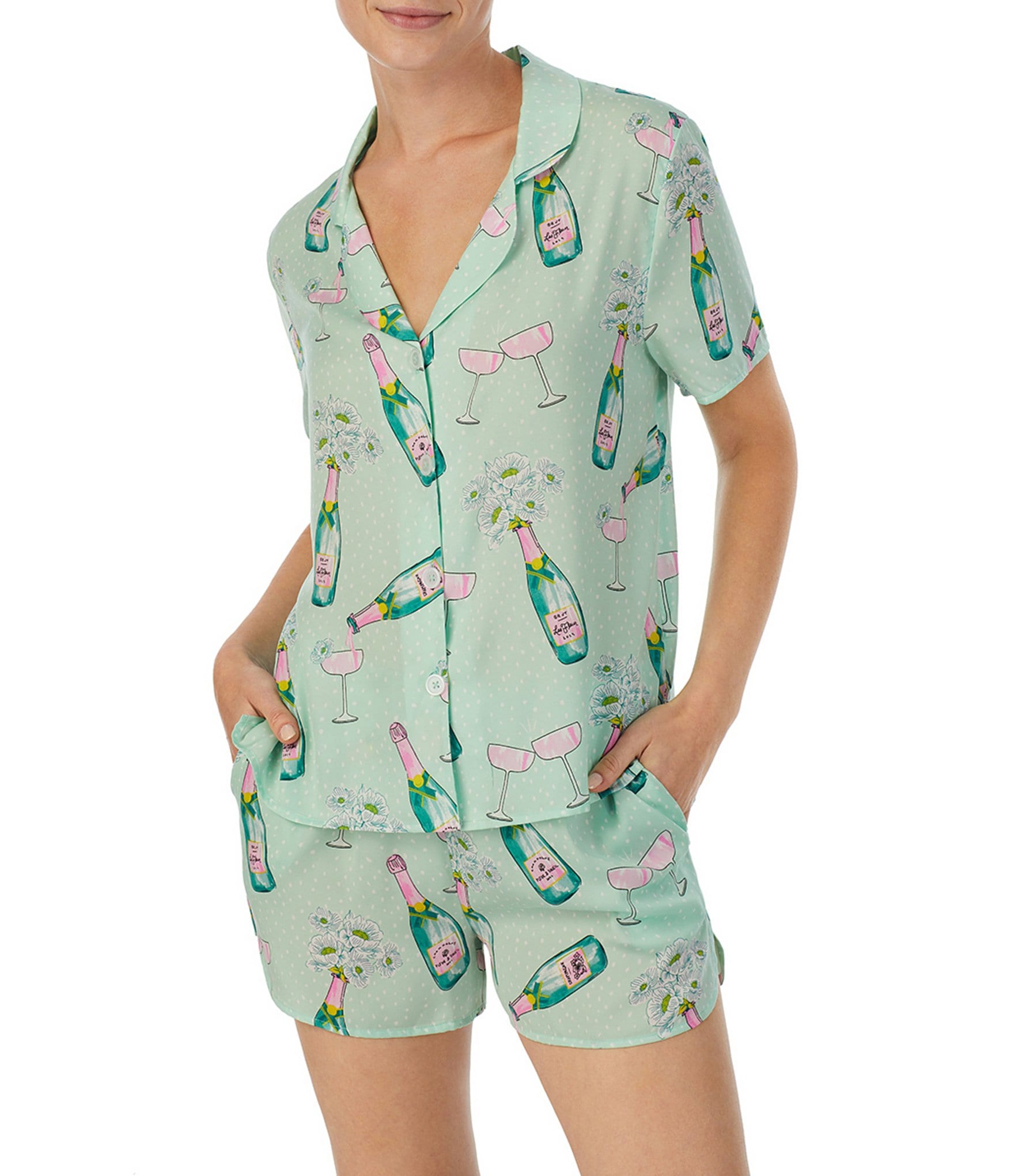 Free People Pillow Talk Floral Printed Button-Front Satin Pajama