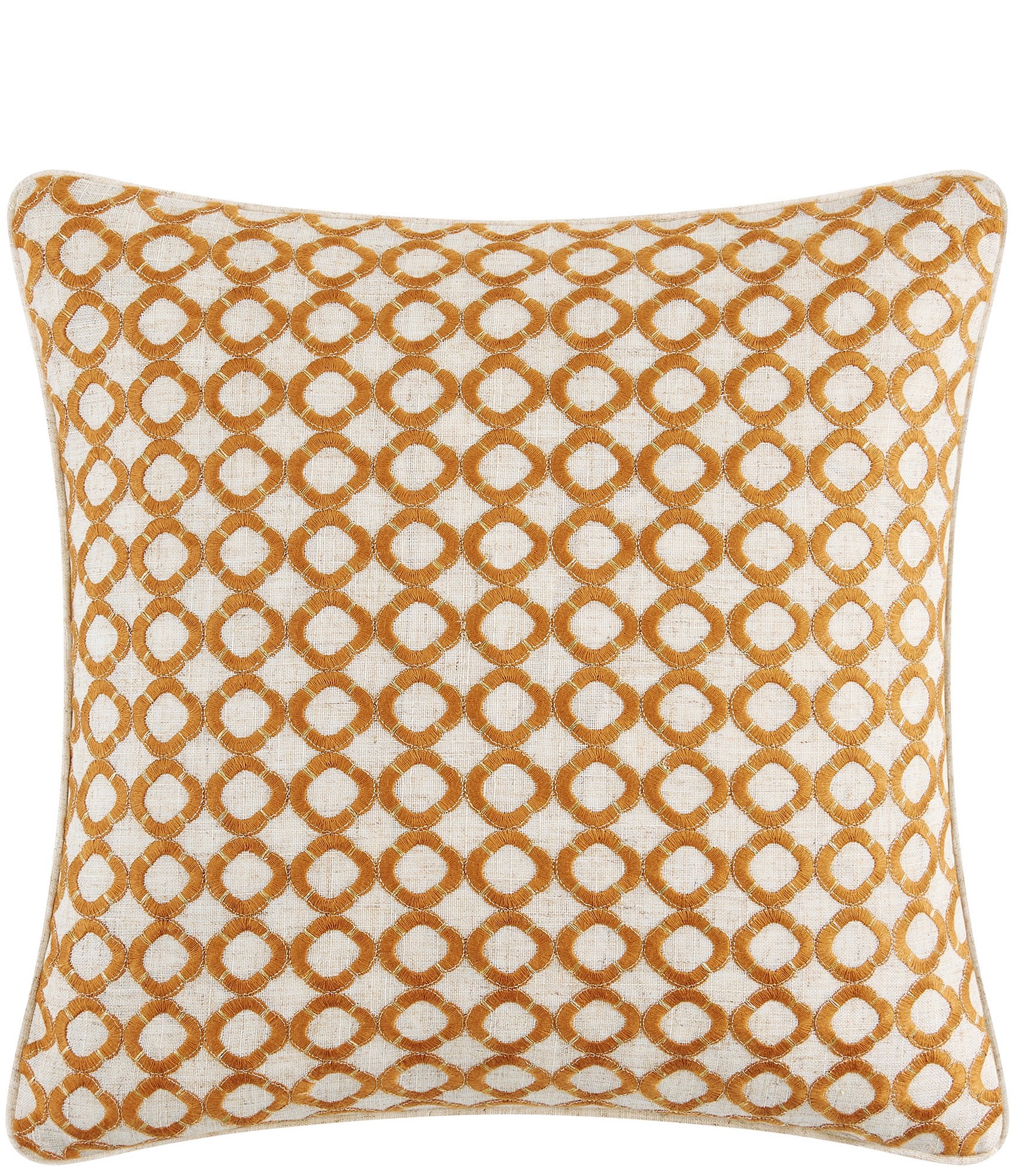 Rose Tree Bronte Geometric Embroidered Reversible Square Pillow