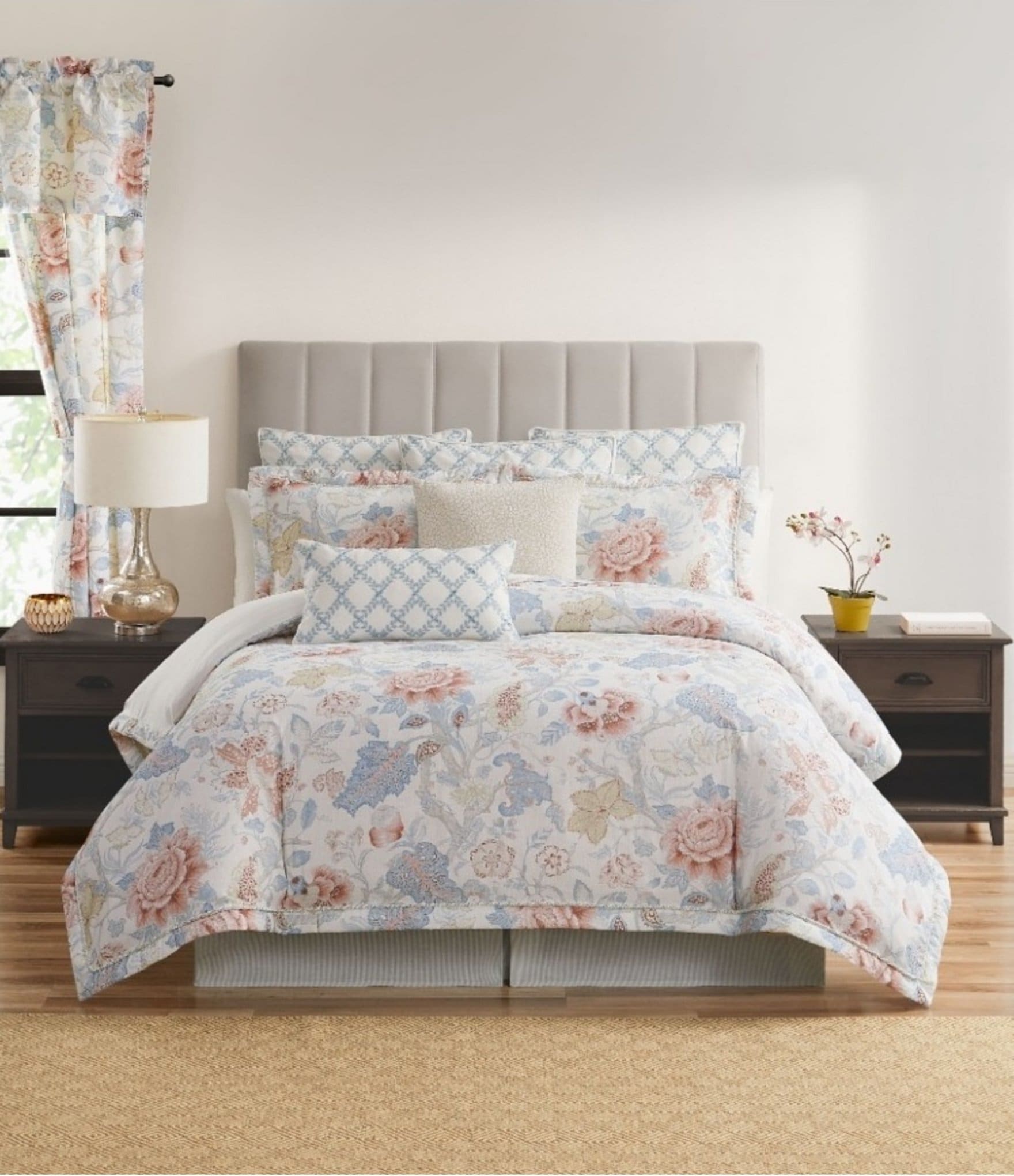 Rose Tree Dominica Floral Corded Trim Comforter Set