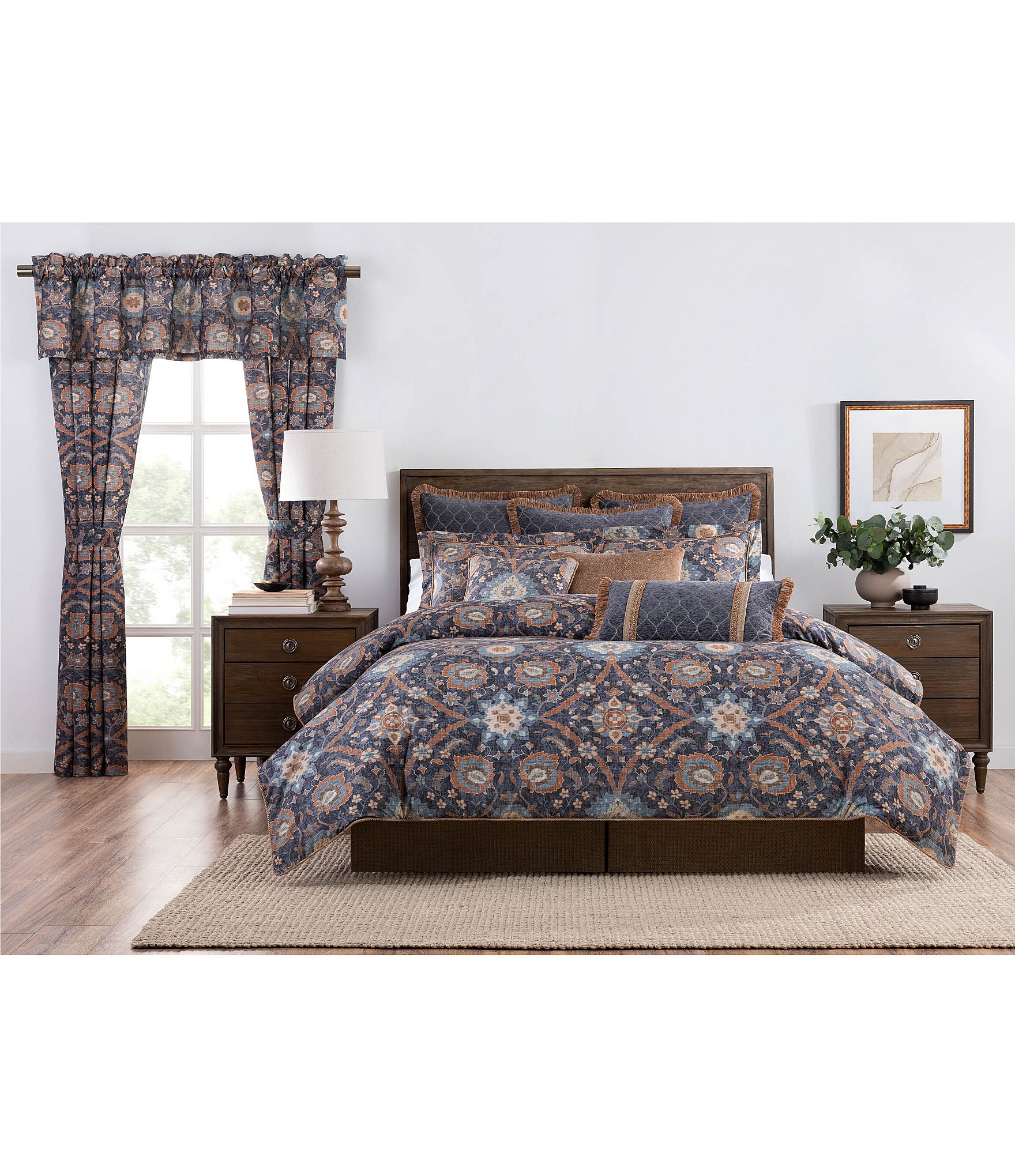 Rose Tree Harlow Distressed Floral Medallion Window Treatments