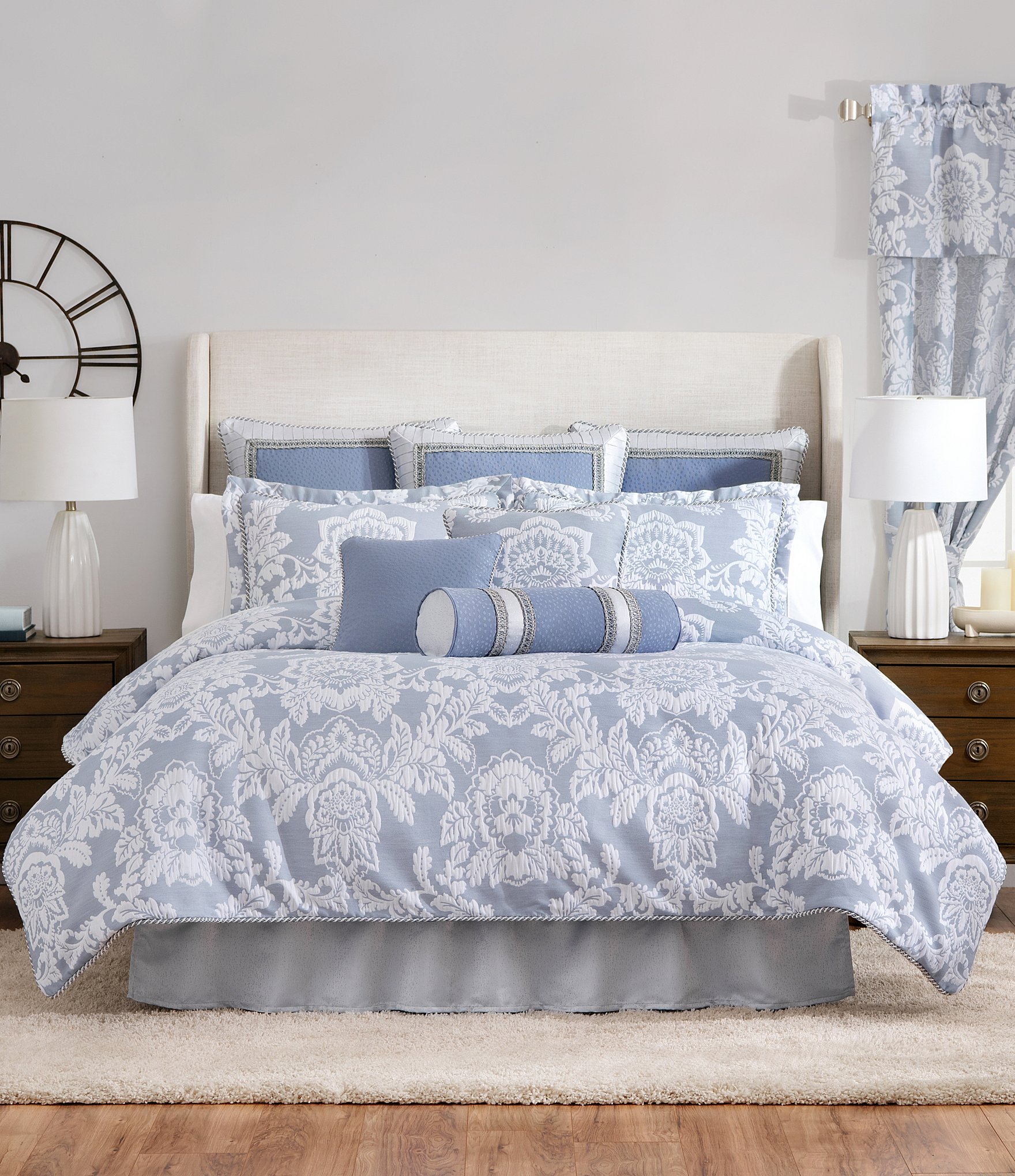 Rose Tree Woven Damask Floral Print Comforter Set | Dillard's