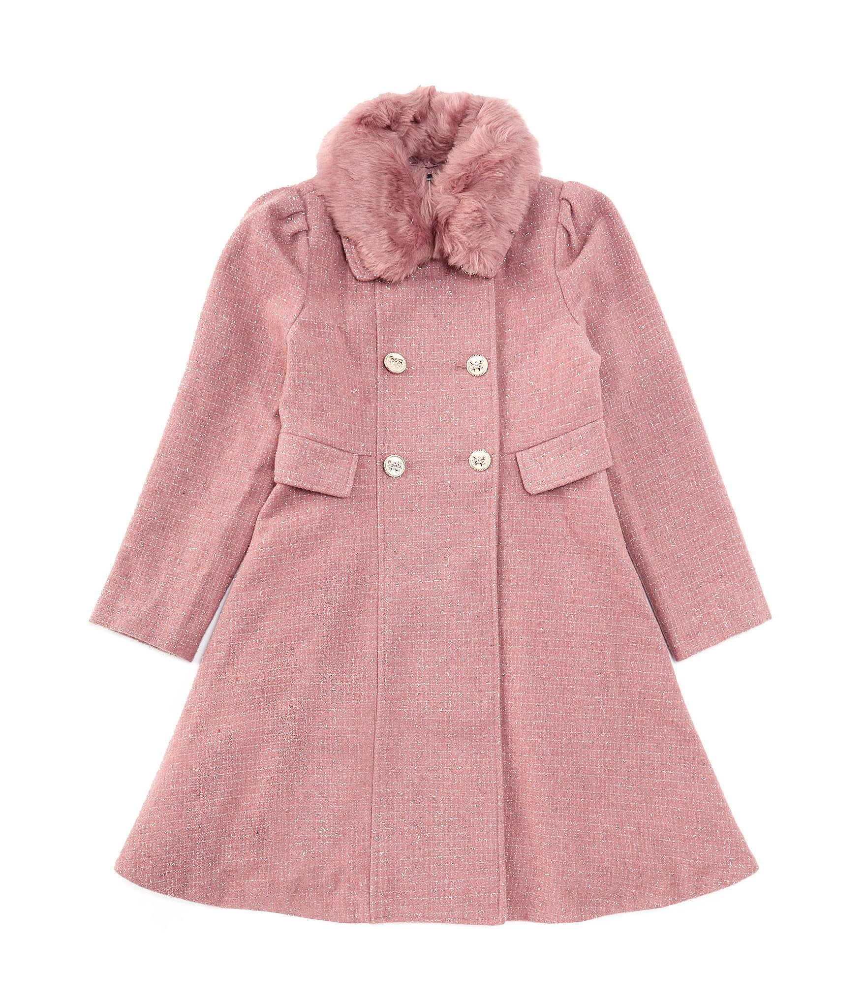 Rothschild Little Girls 4-6X Long Sleeve Faux-Fur Collar Coat