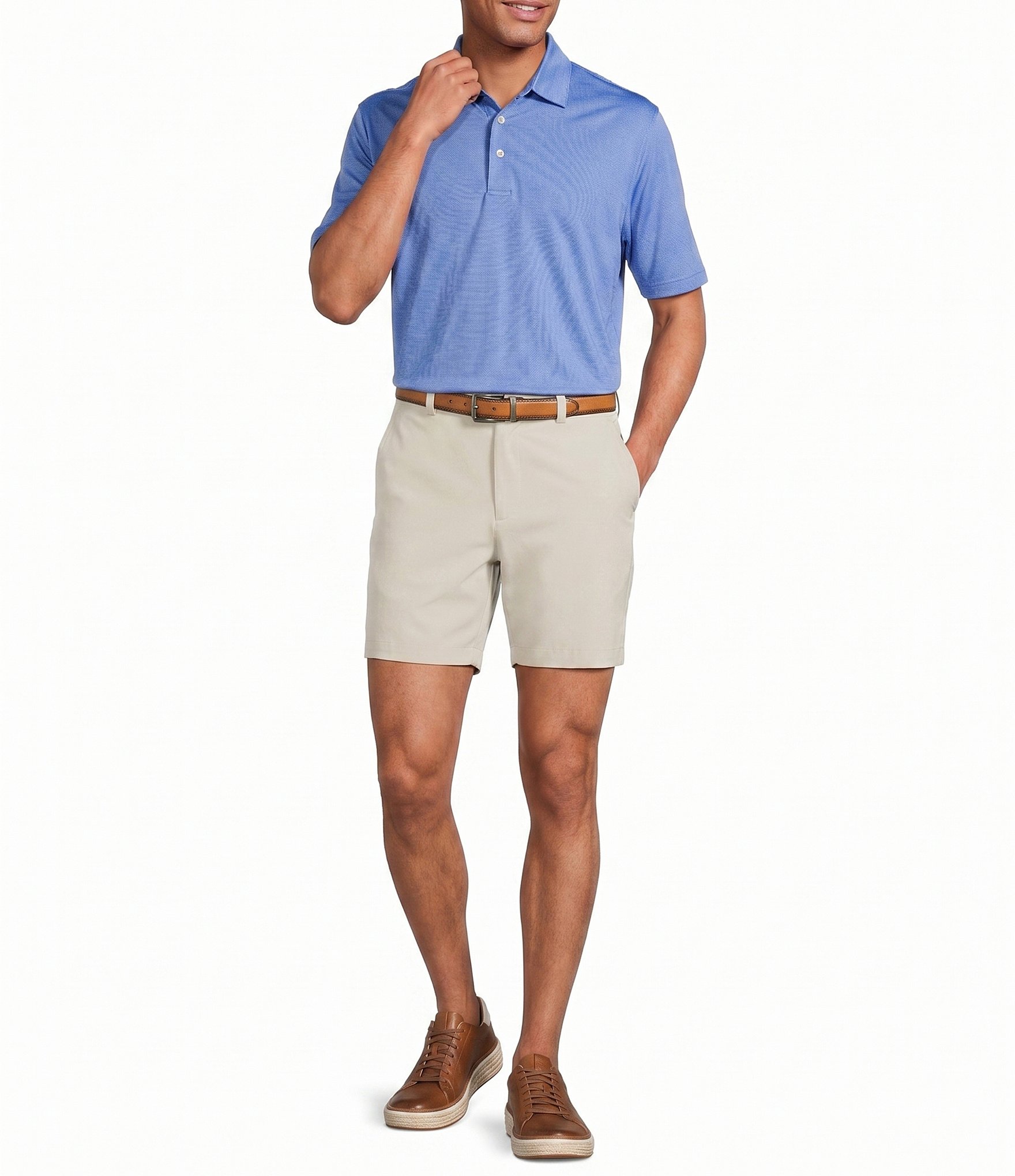 Roundtree & York Performance Flat Front Partial E-Waist 7#double; Shorts