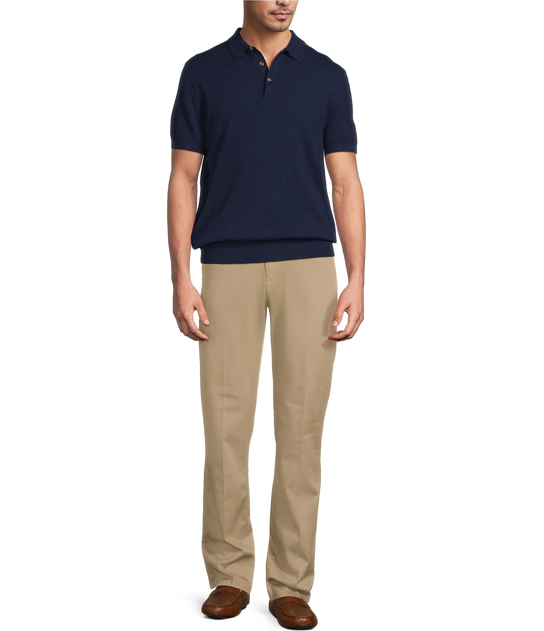 Roundtree & York Short Sleeve Jersey Solid Sweater Knit Polo