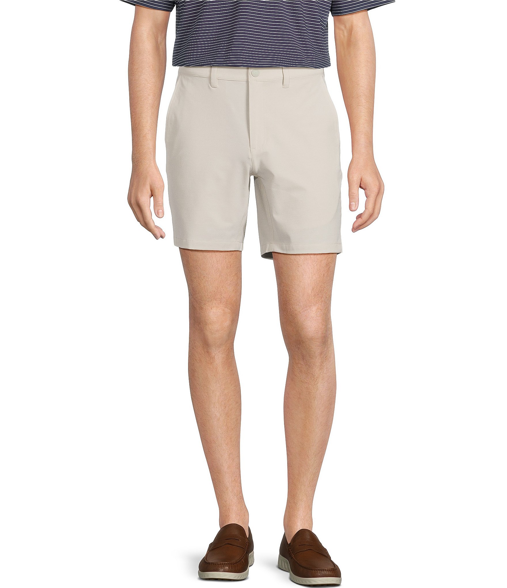 Roundtree & Yorke 7#double; Flat Front Performance Solid Texture Shorts