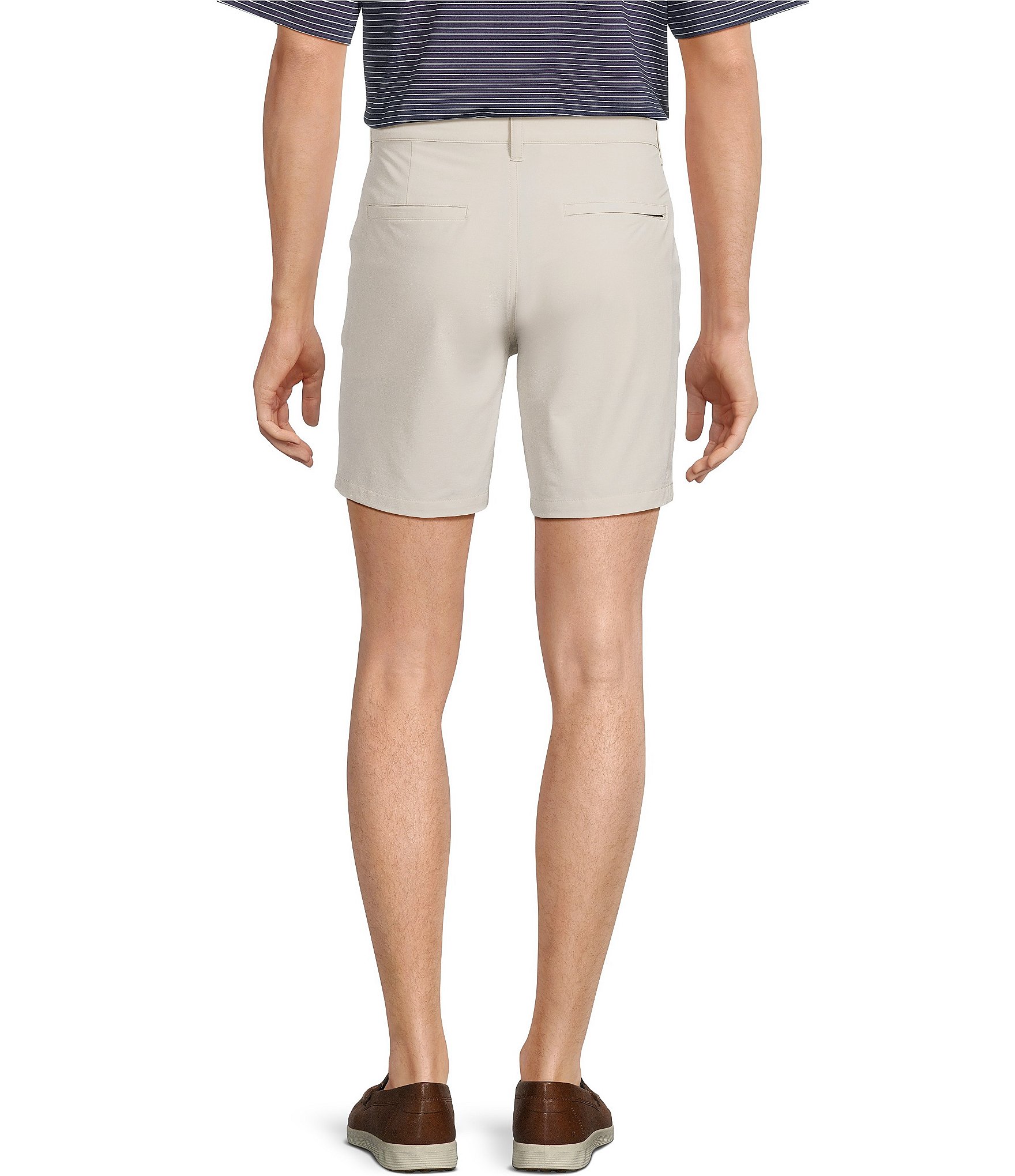 Roundtree & Yorke 7#double; Flat Front Performance Solid Texture Shorts