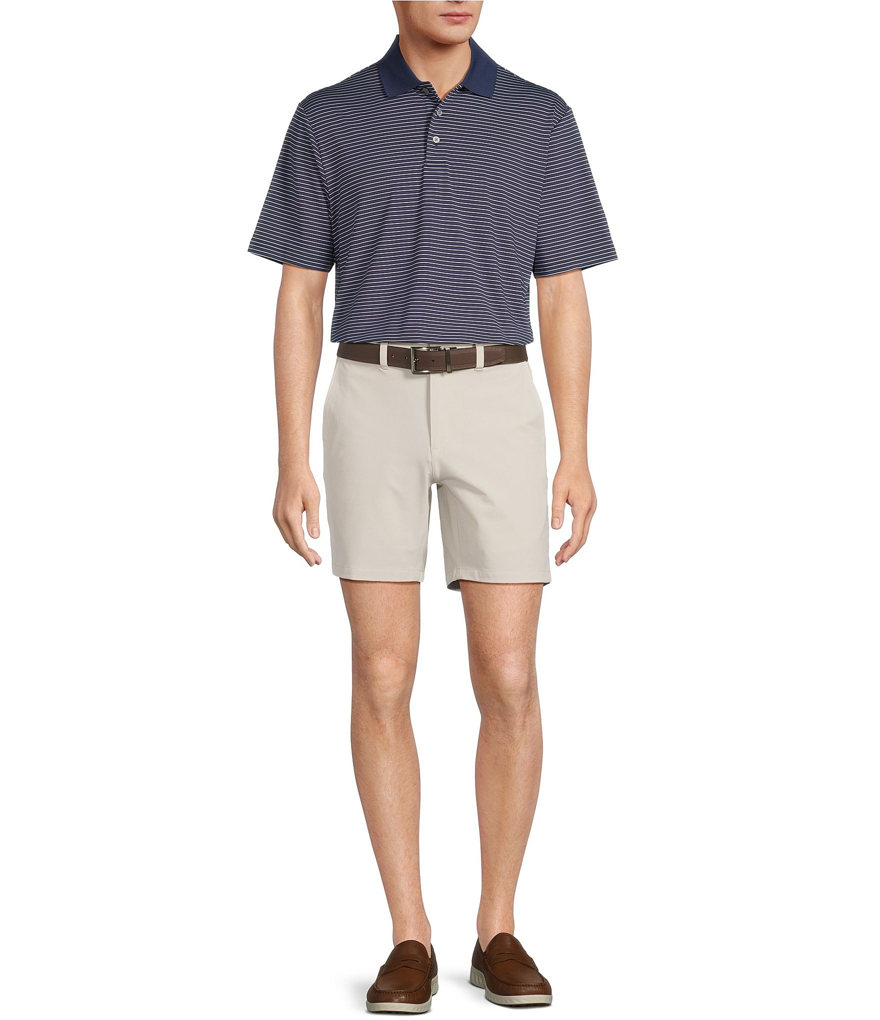 Roundtree & Yorke 7#double; Flat Front Performance Solid Texture Shorts