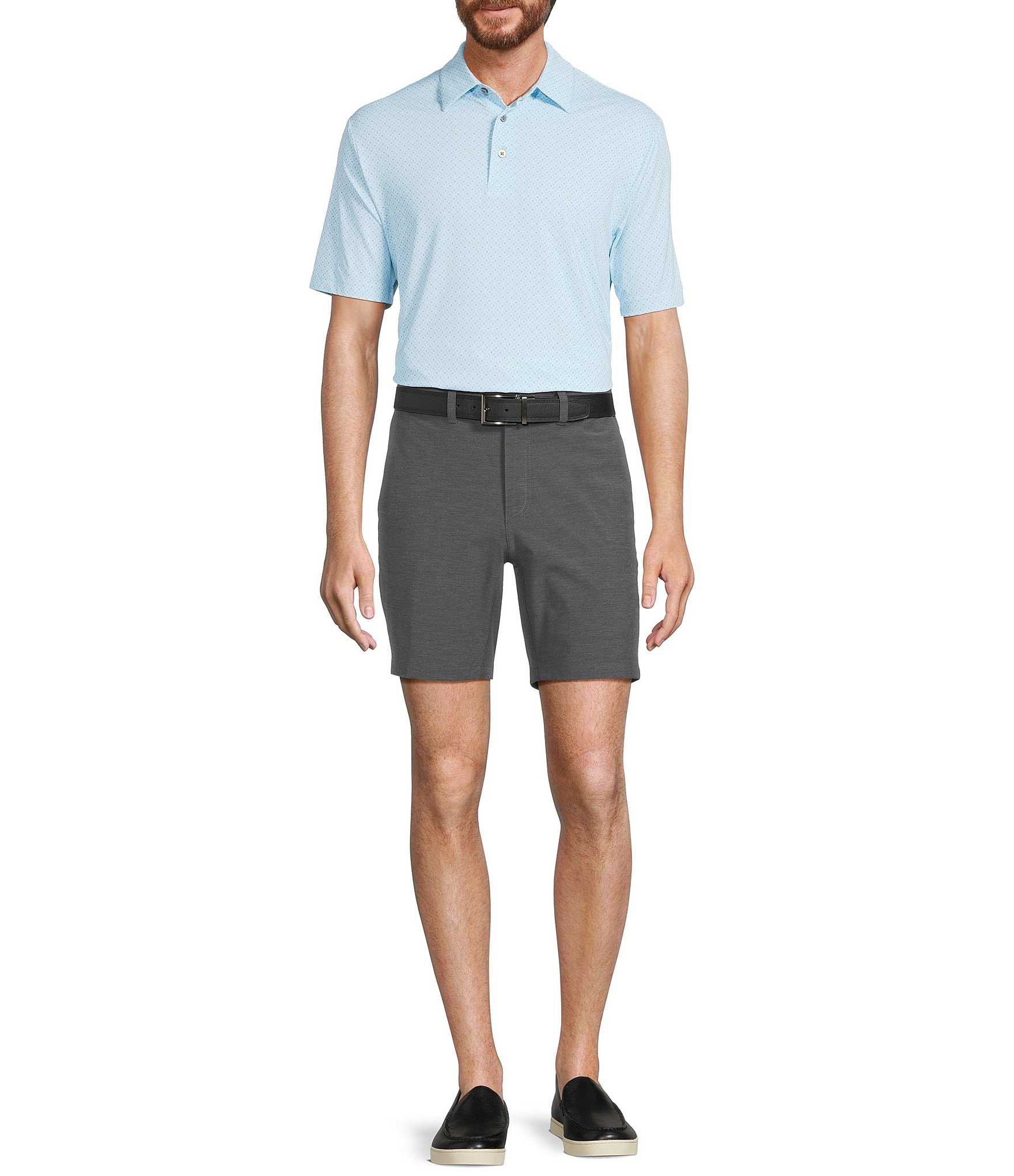 Roundtree & Yorke 7#double; Flat Front Performance Solid Texture Shorts
