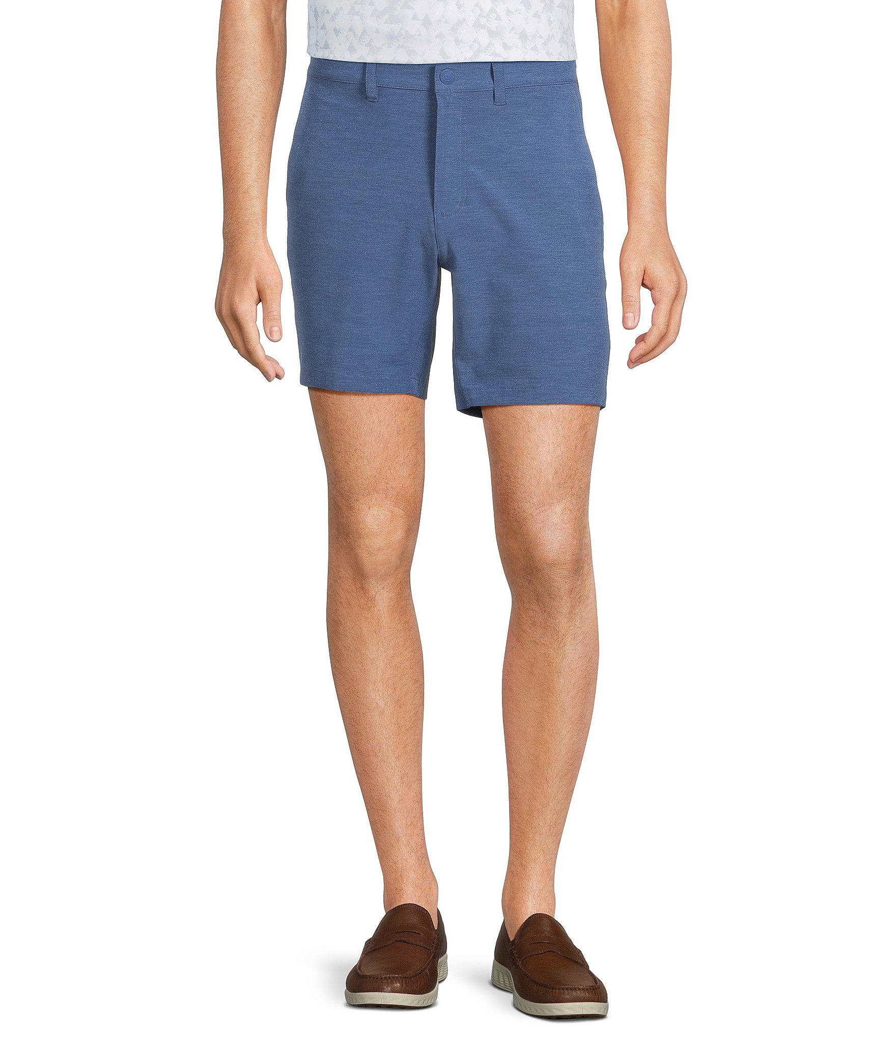 Roundtree & Yorke 7#double; Flat Front Performance Solid Texture Shorts
