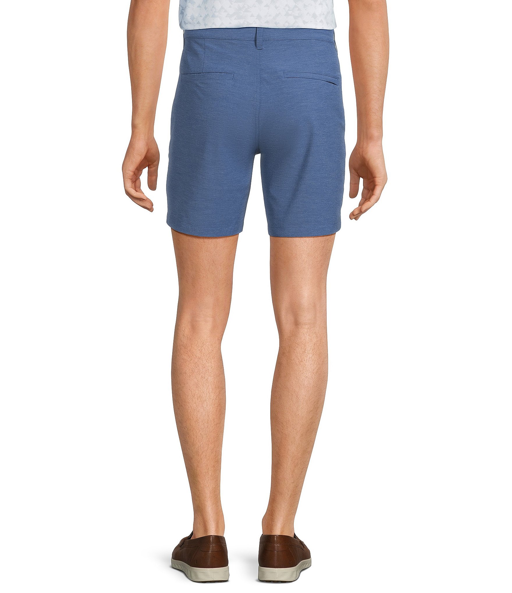 Roundtree & Yorke 7#double; Flat Front Performance Solid Texture Shorts