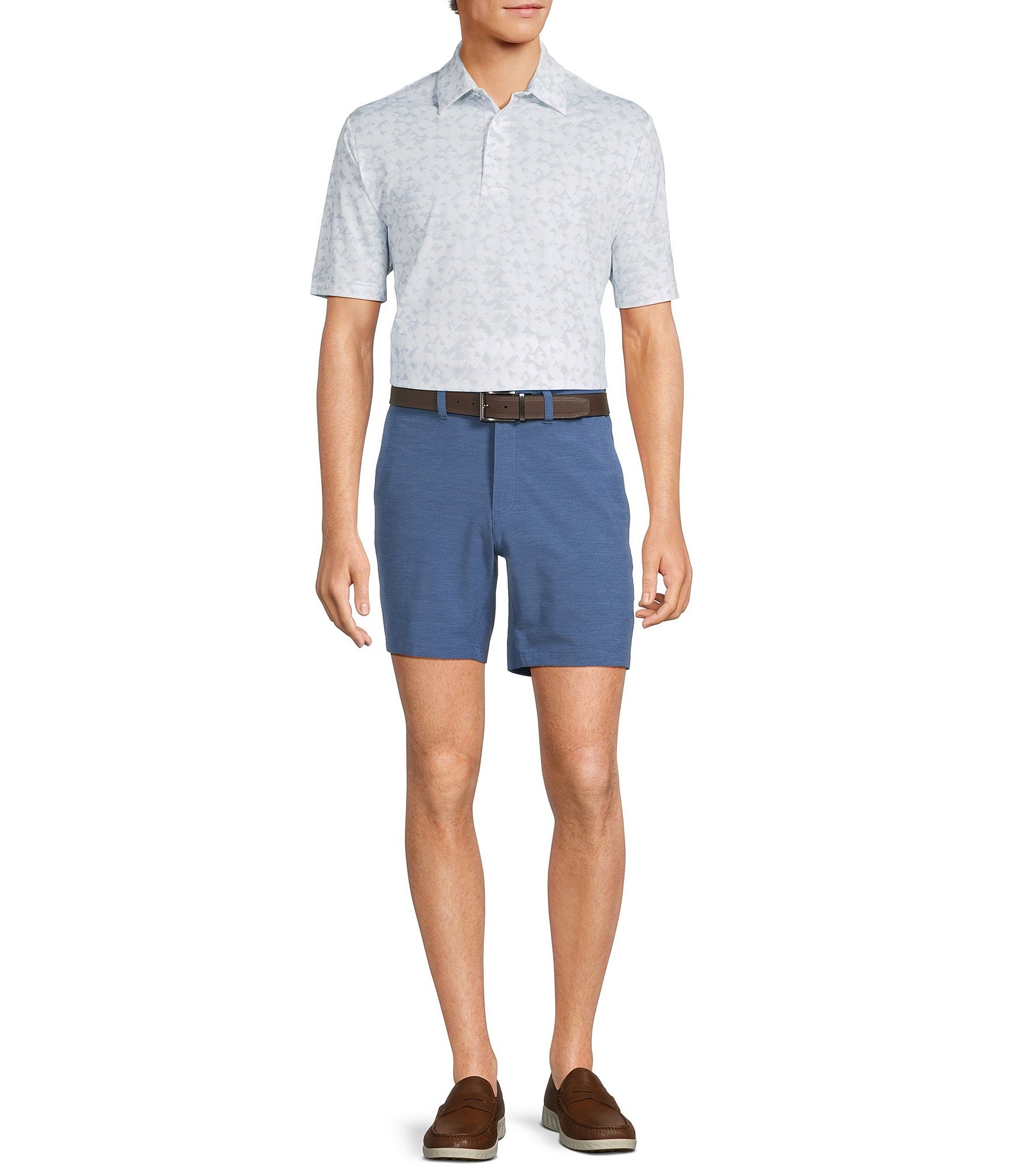 Roundtree & Yorke 7#double; Flat Front Performance Solid Texture Shorts