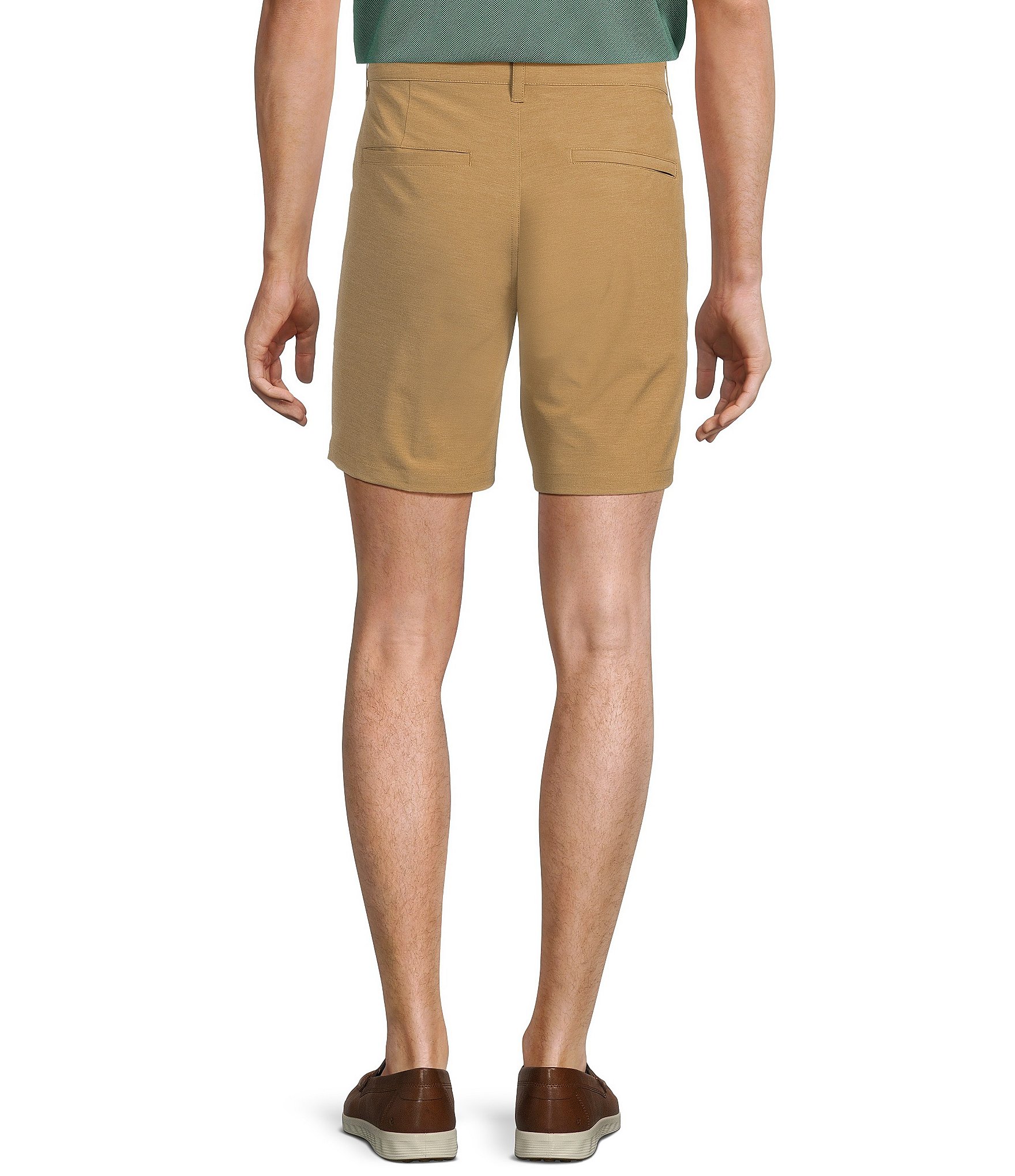 Roundtree & Yorke 7#double; Flat Front Performance Solid Texture Shorts