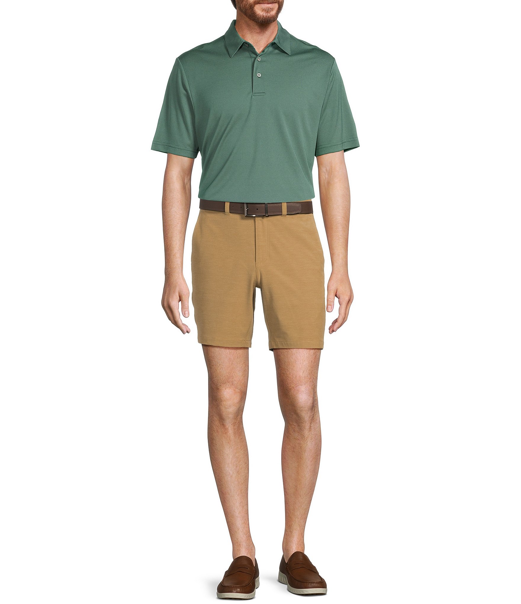 Roundtree & Yorke 7#double; Flat Front Performance Solid Texture Shorts