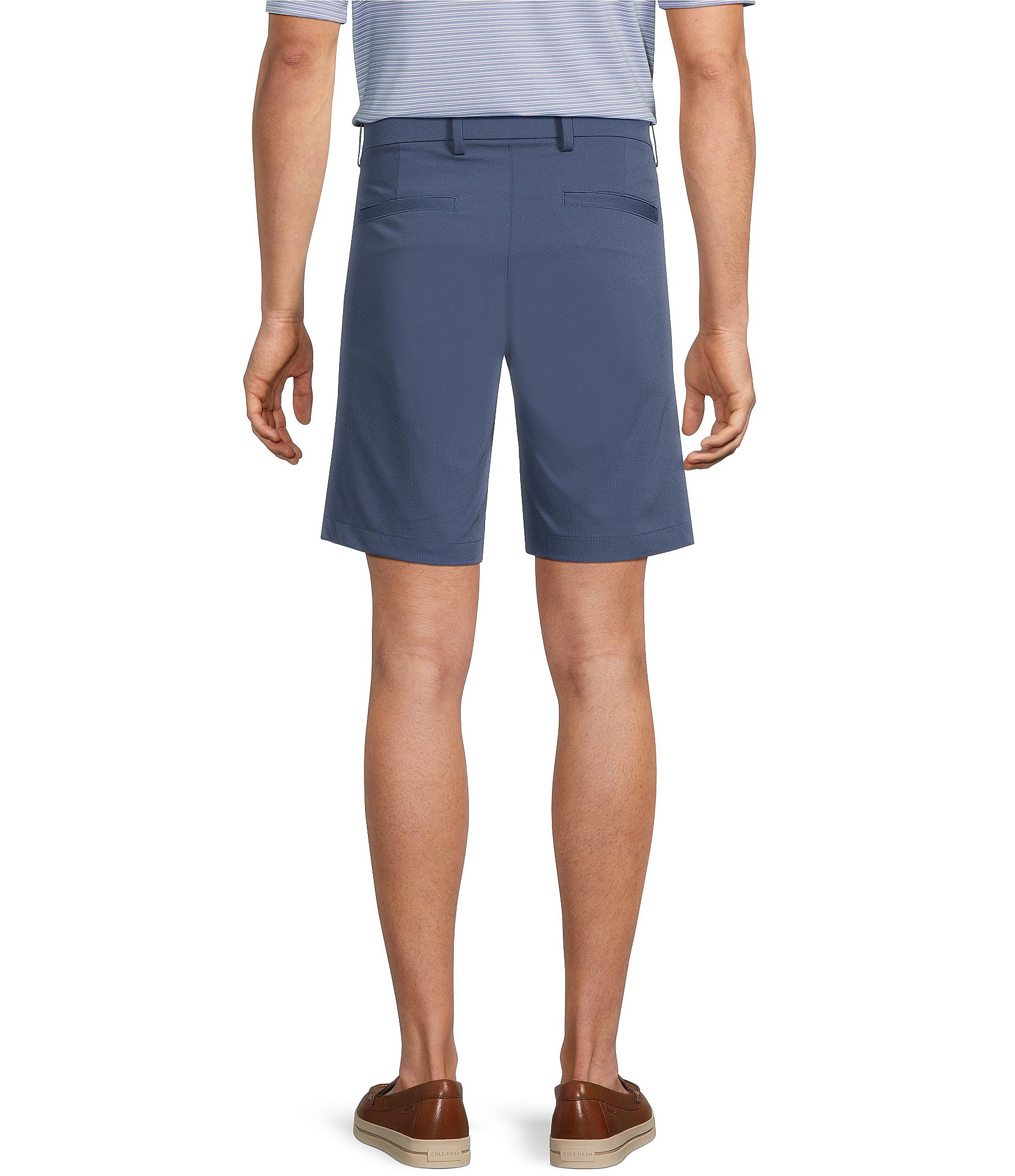 Roundtree & Yorke 9#double; Flat Front Performance Solid Texture Shorts